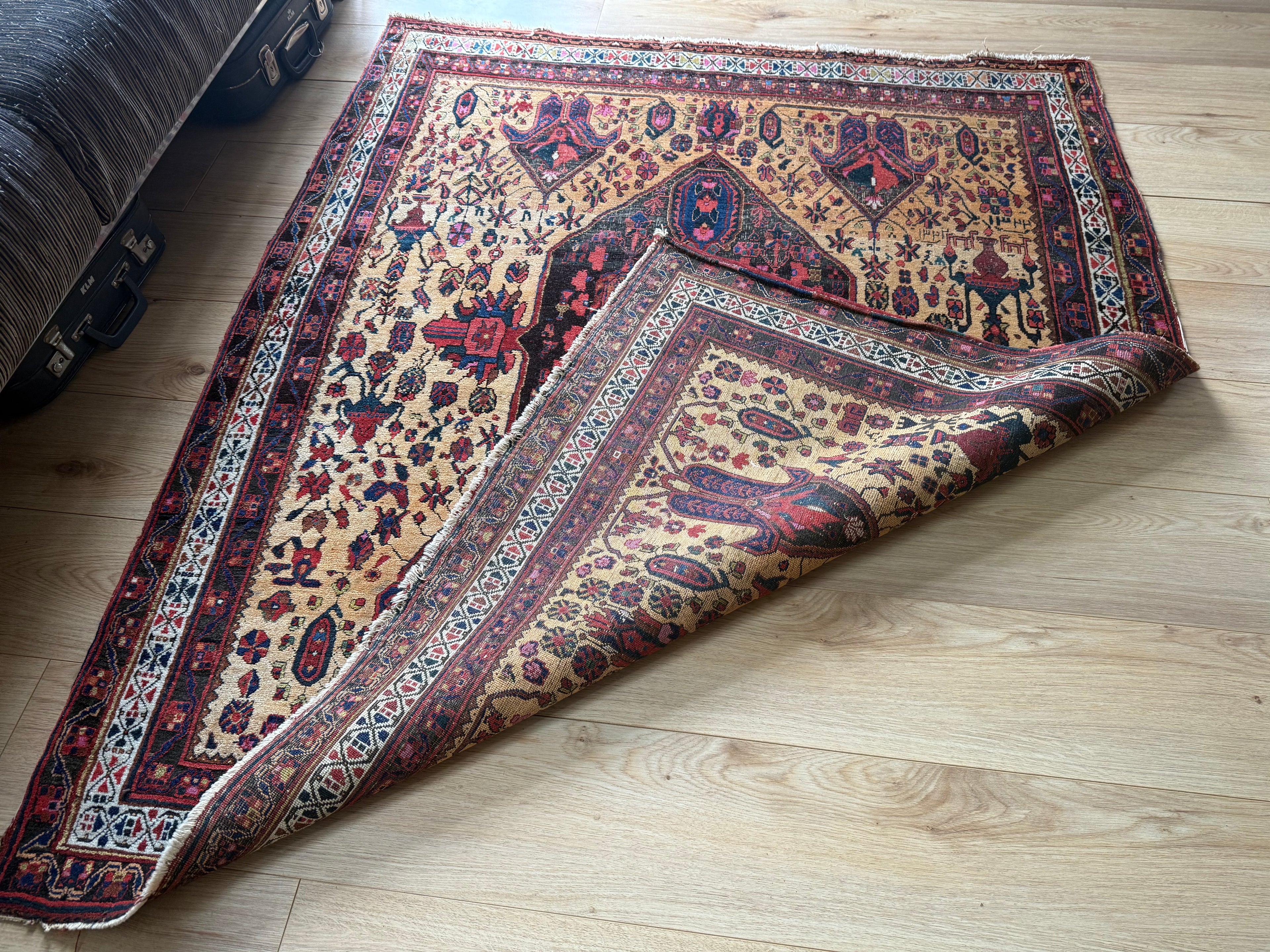 Handgeknoopt vintage tapijt Oosters Malayer stijl – ca. 137 × 163 cm