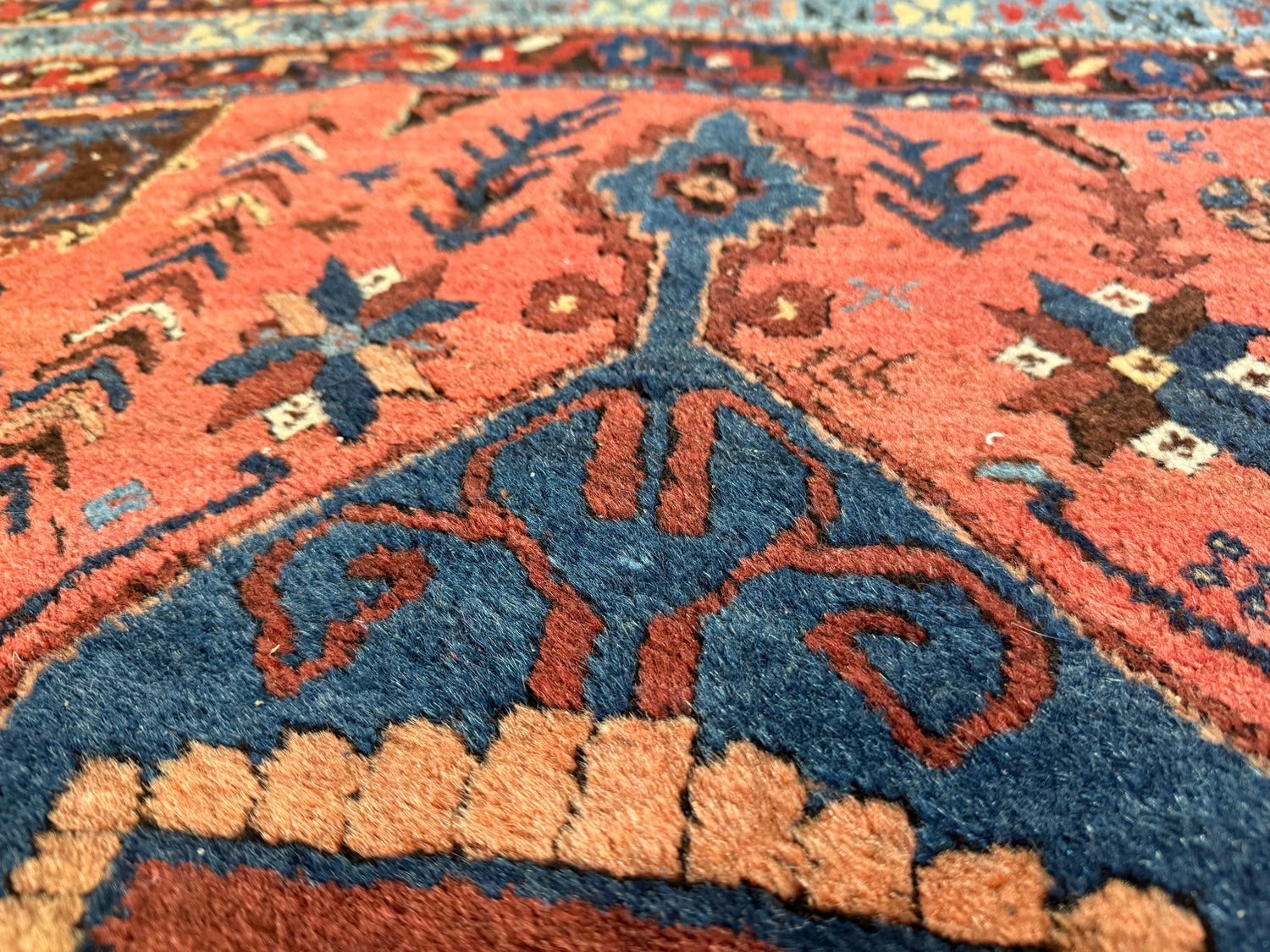 Tapete vintage antigo feito à mão nó a nó Tapete de aldeia (estilo Nahavand) – aprox. 158 × 180 cm