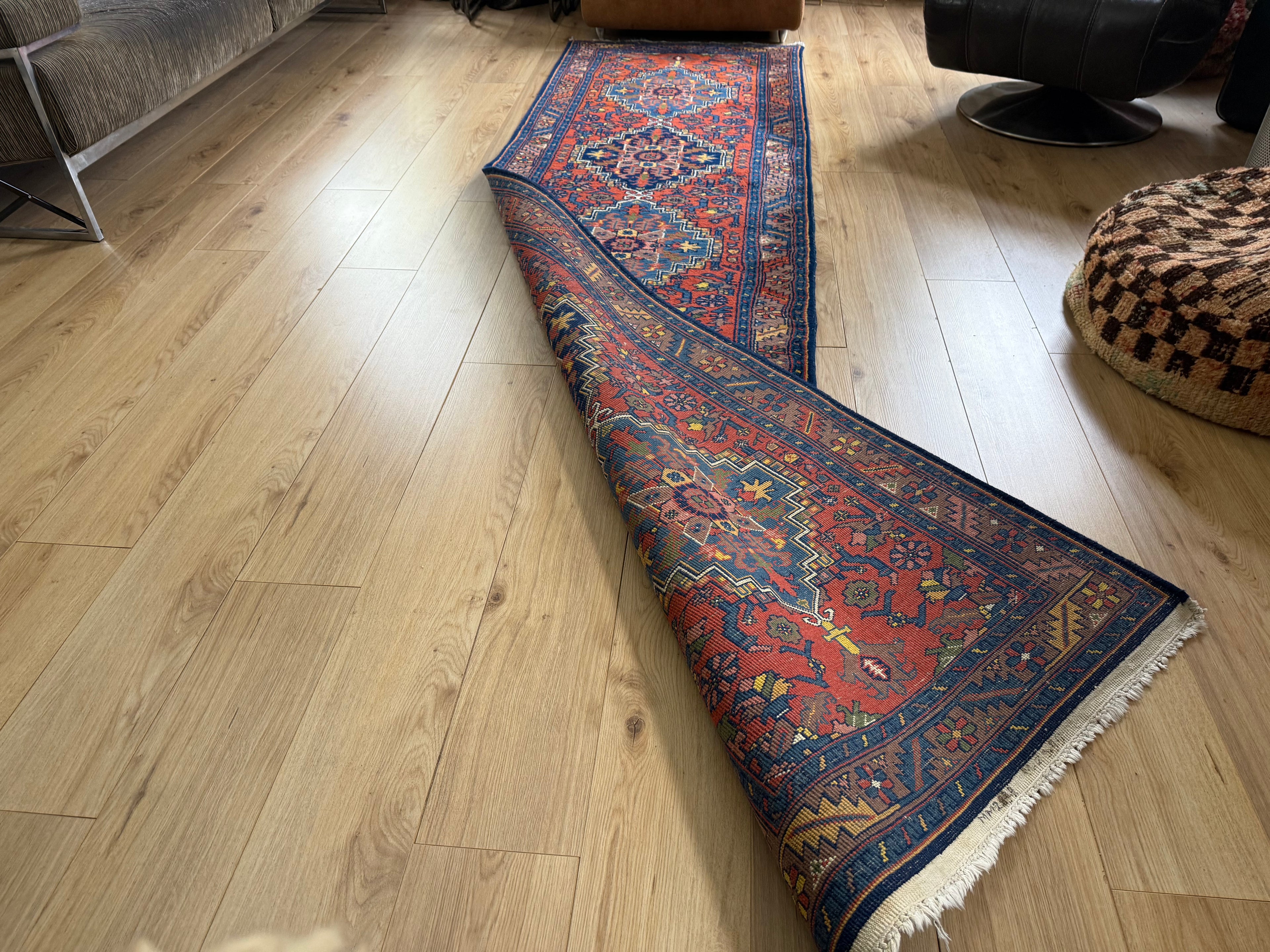 Handgeknoopte wollen loper – ca. 340 × 89 cm