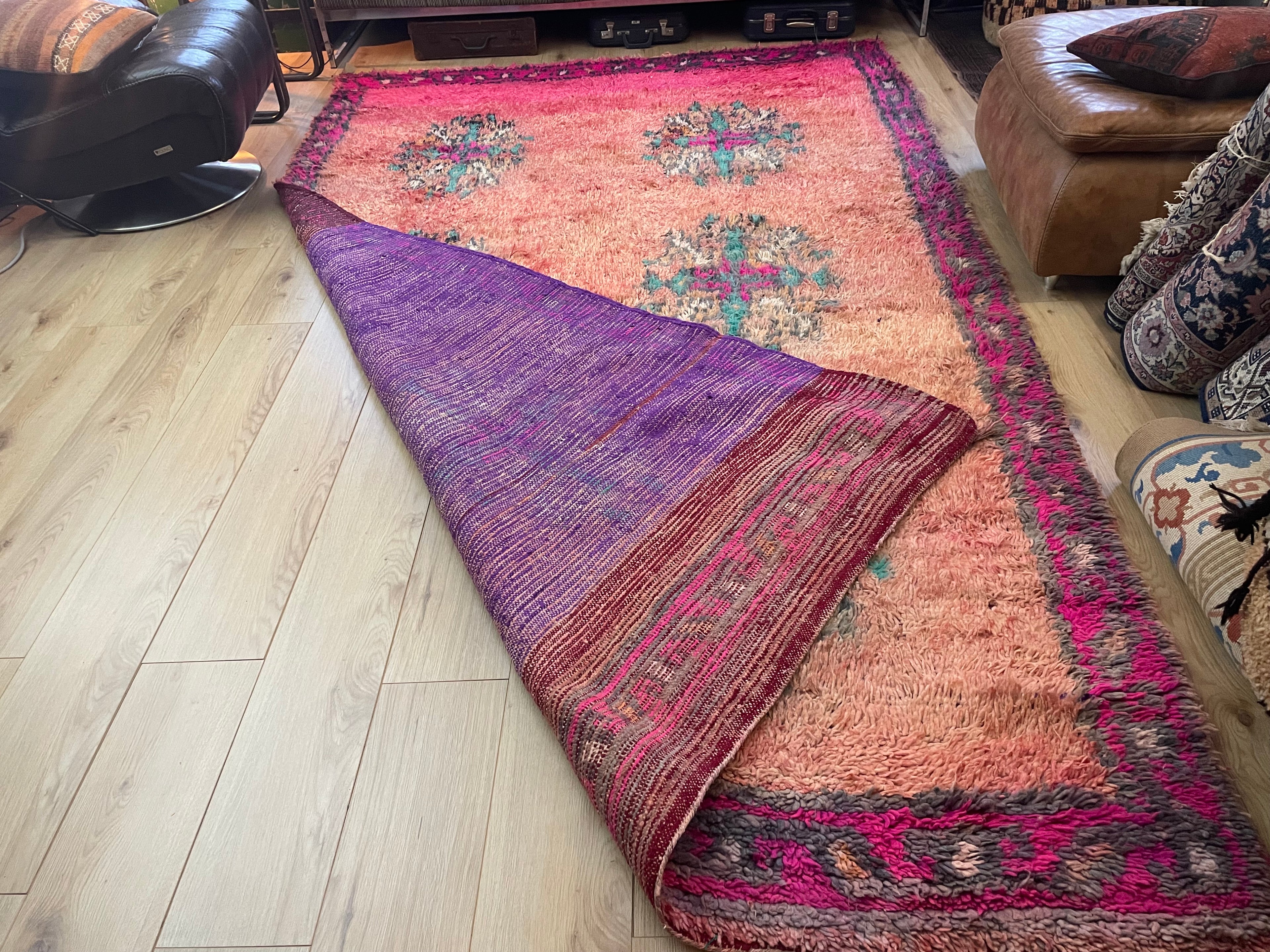 Handgeknoopt vintage tapijt Marokkaans Boucherouite ca. 323 × 193 cm