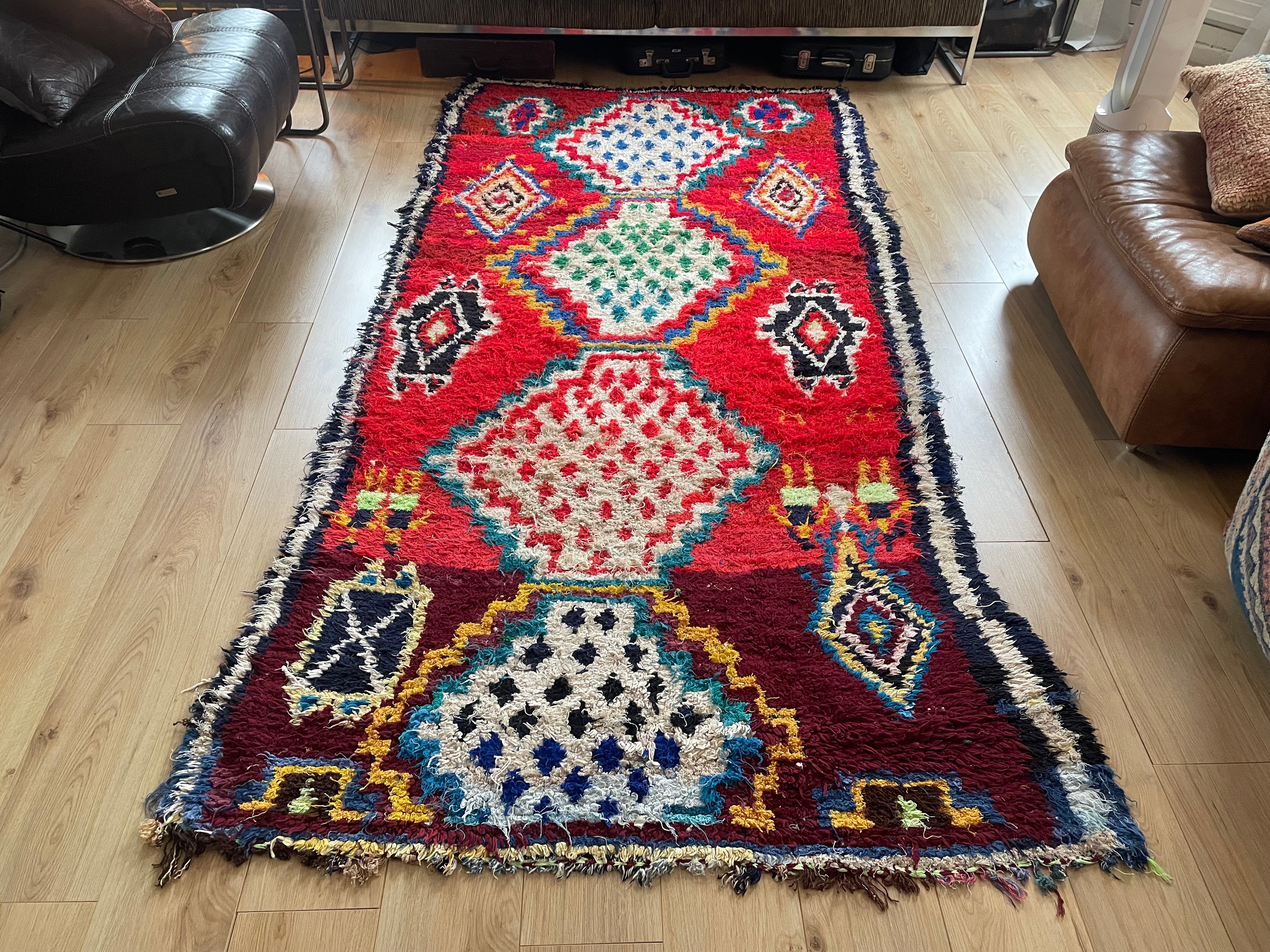 Handgeknoopt vintage Boujad tapijt – Marokkaans – ca. 282 × 145 cm