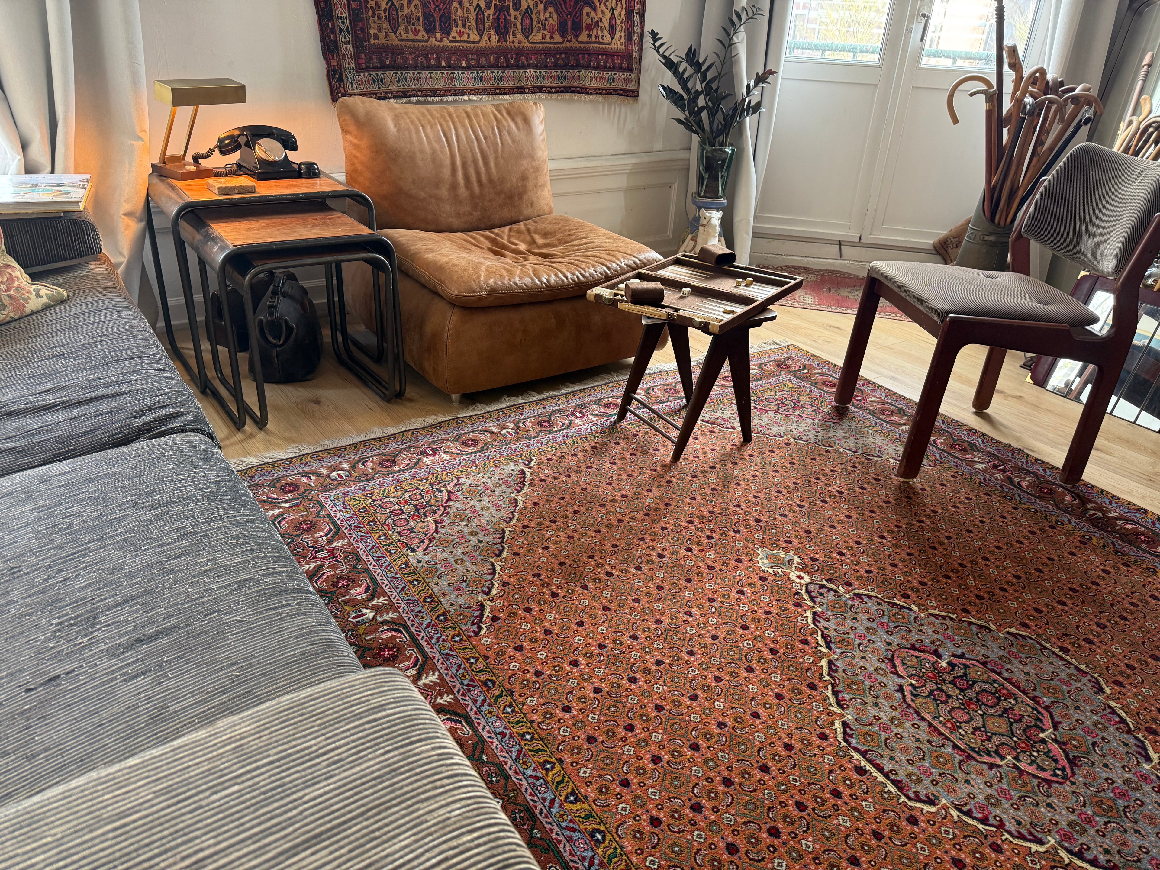 Tapete vintage nó à mão – estilo Bidjar – 310 × 200 cm – padrão Mahi