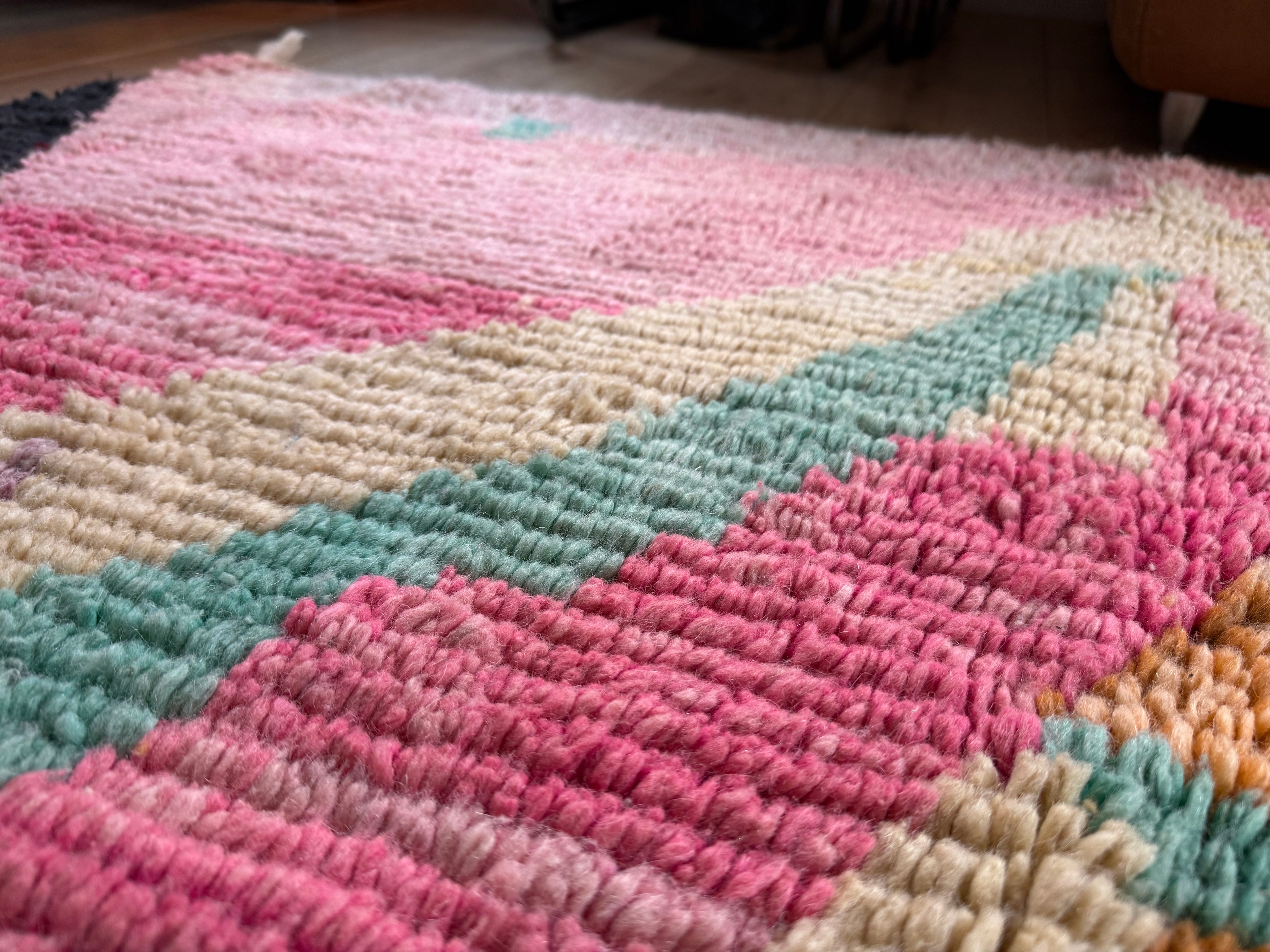 Marokkaans vintage Berber tapijt met zachte pasteltinten – 288 × 170 cm