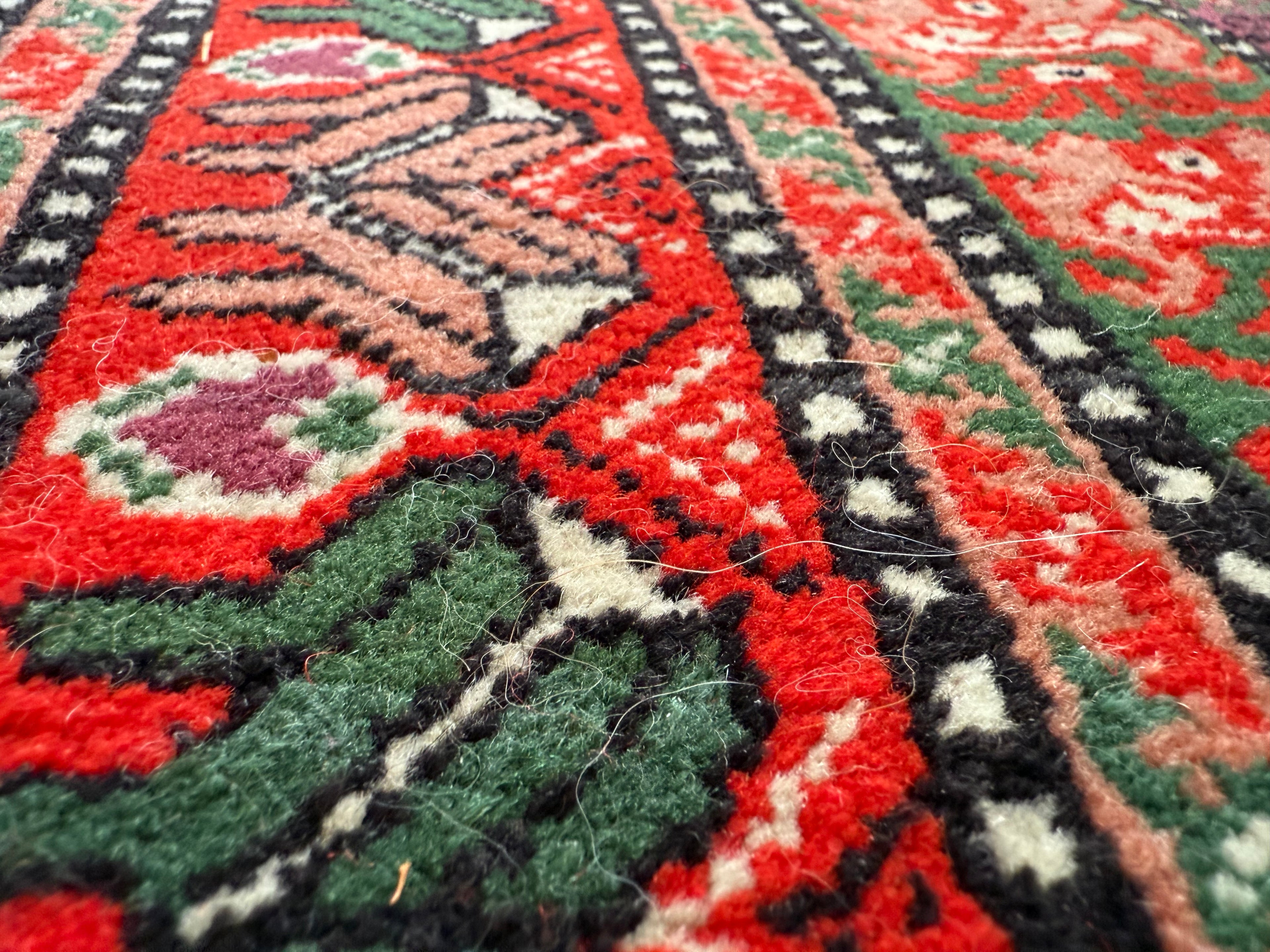 Handgeknoopte oosters vintage tapijt met florale medaillonstructuur – ca. 291 × 202 cm