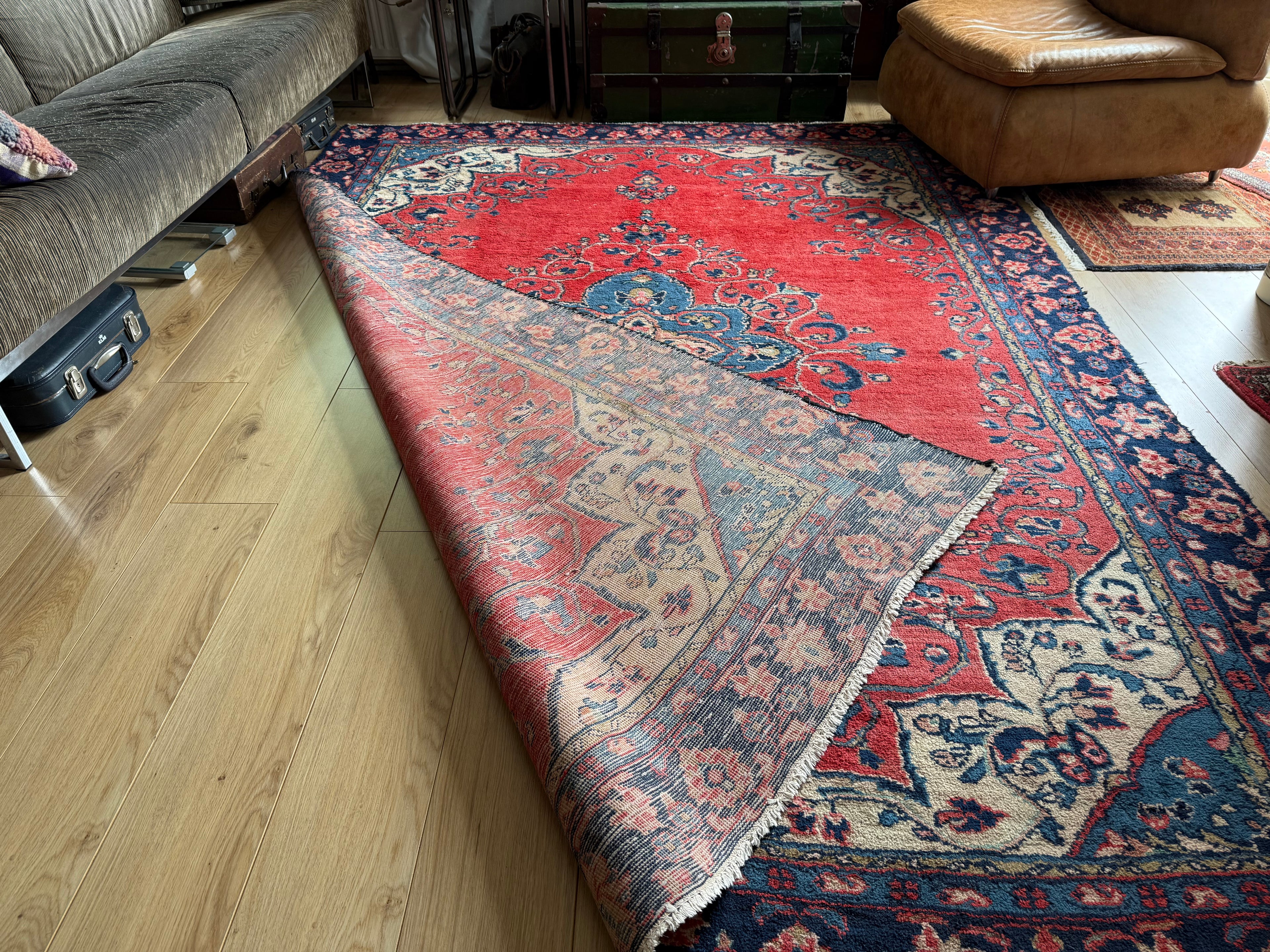 Handgeknoopt vintage Oosters Tapijt Kashan stijl – ca. 213 × 292 cm