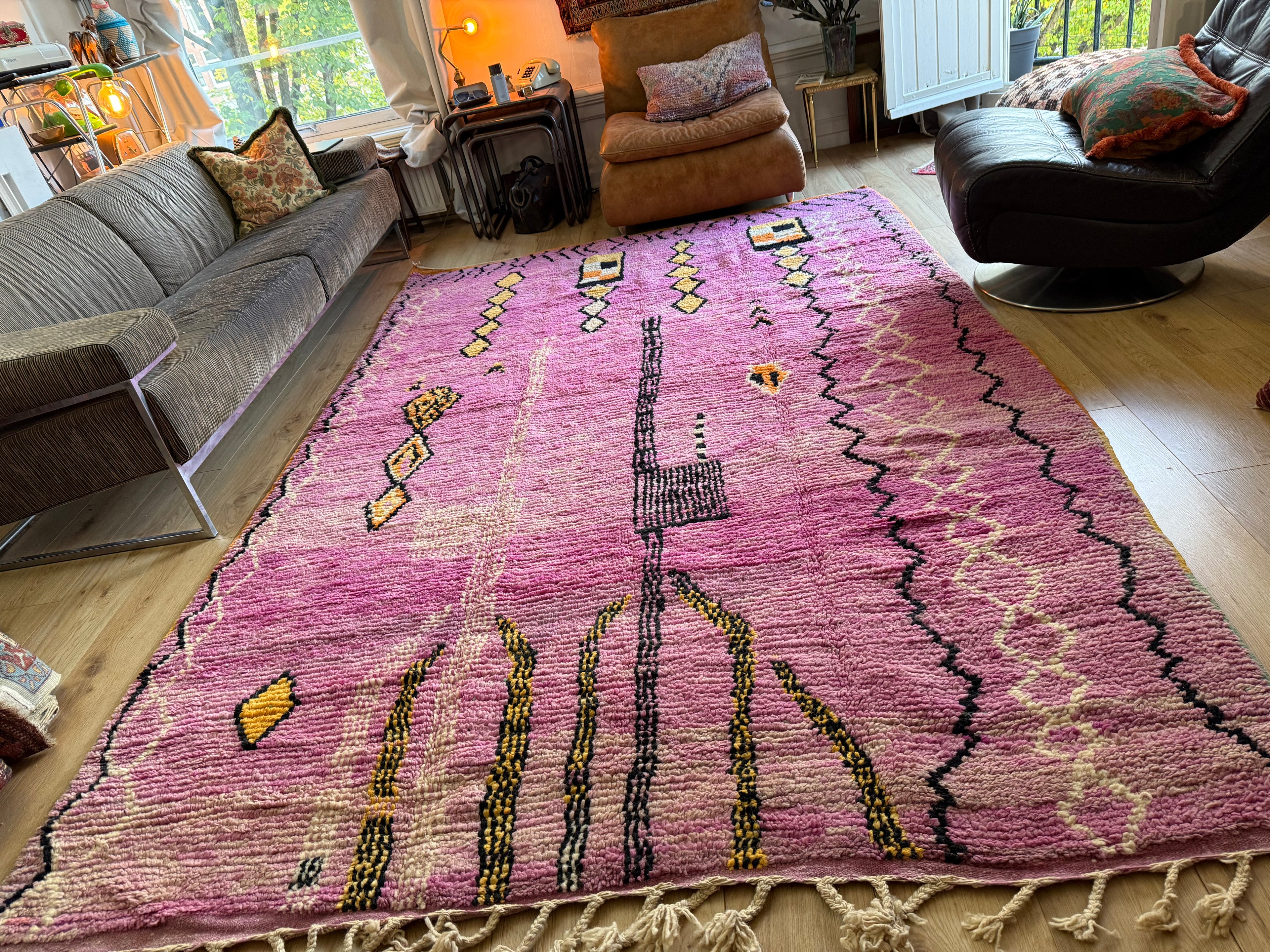Handgeknoopt vintage Berber tapijt – ca. 308 × 200 cm