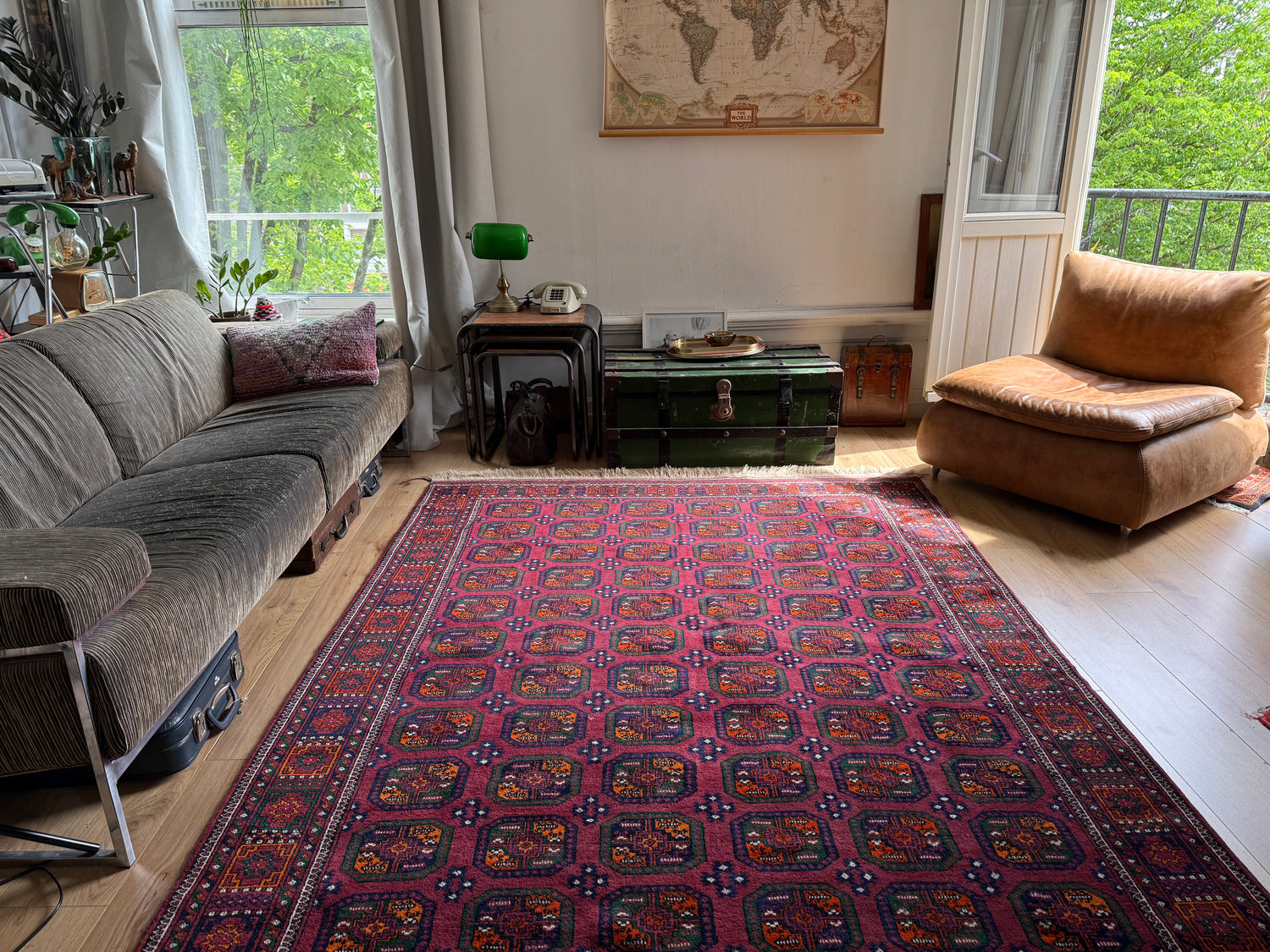 GEREINIGD Alfombra Bochara pakistaní anudada a mano 285×183 cm