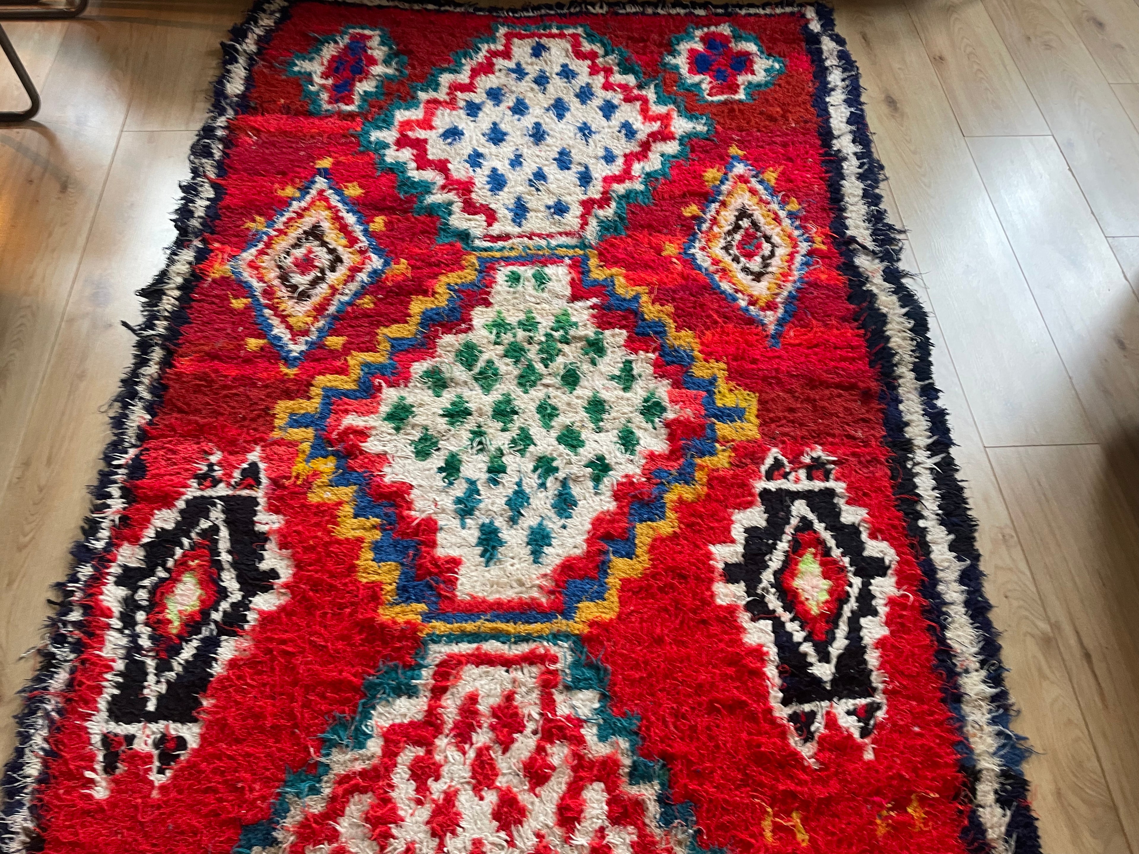 Handgeknoopt vintage Boujad tapijt – Marokkaans – ca. 282 × 145 cm