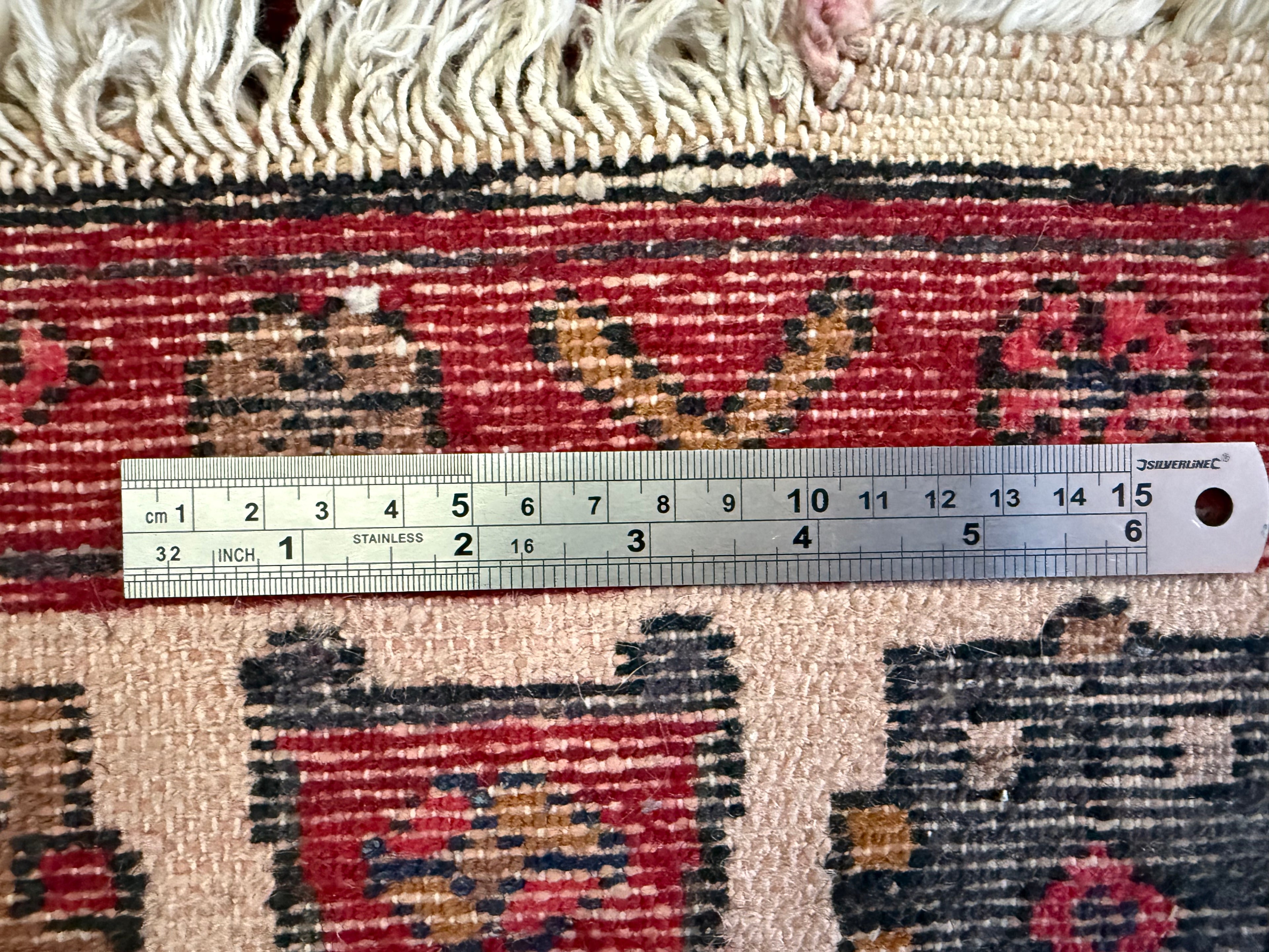 Antiek tribaal handgeknoopt tapijt – 217 × 140 cm