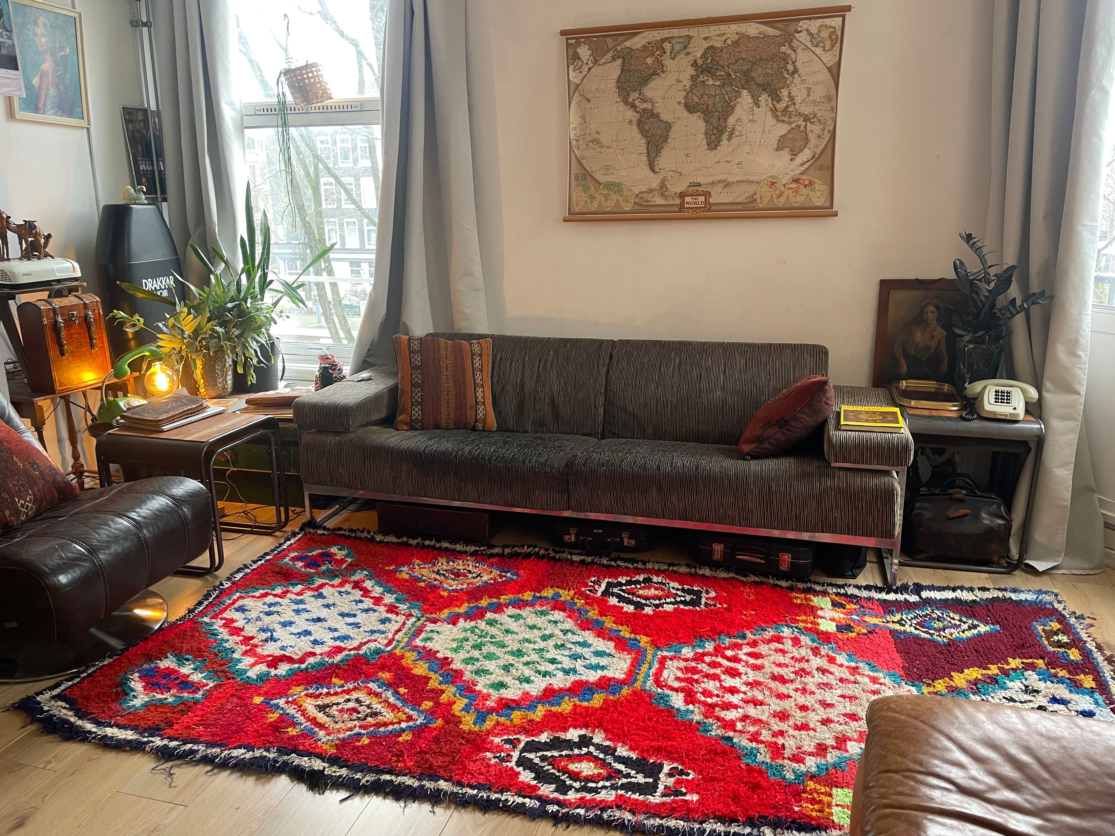 Handgeknoopt vintage Boujad tapijt – Marokkaans – ca. 282 × 145 cm