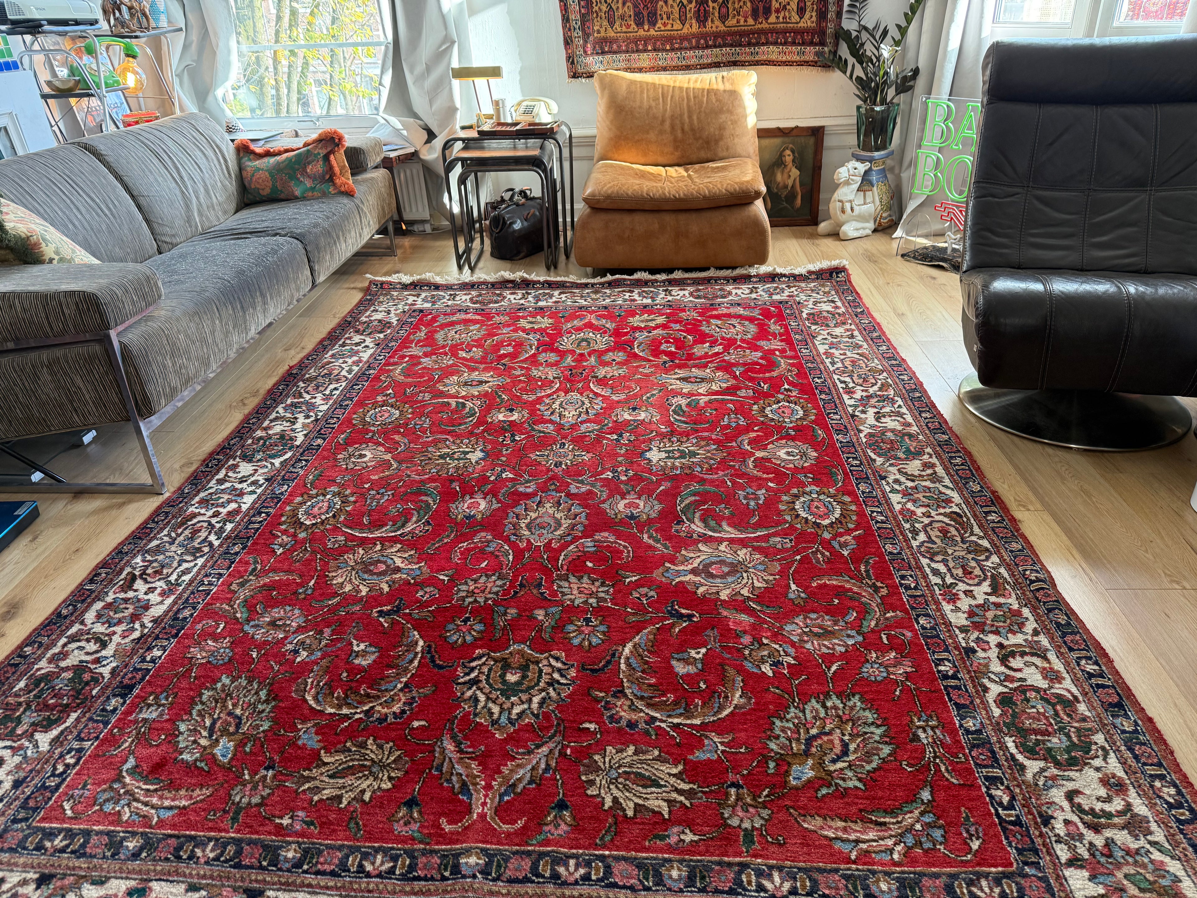 Vintage handgeknoopt vloerkleed – klassieke florale stijl – ca. 320 × 207 cm