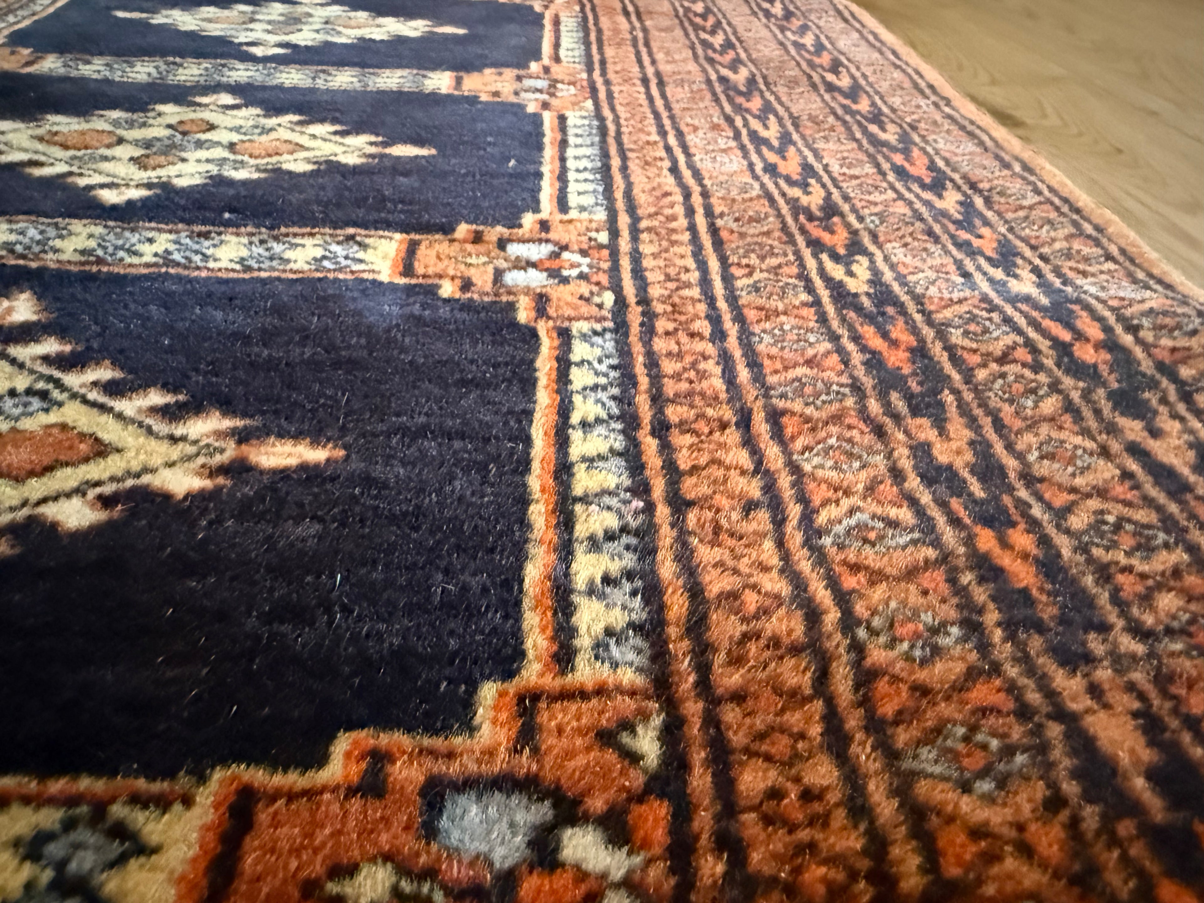 Handgeknoopte vintage loper – Baluchi stijl – ca. 280 × 75 cm