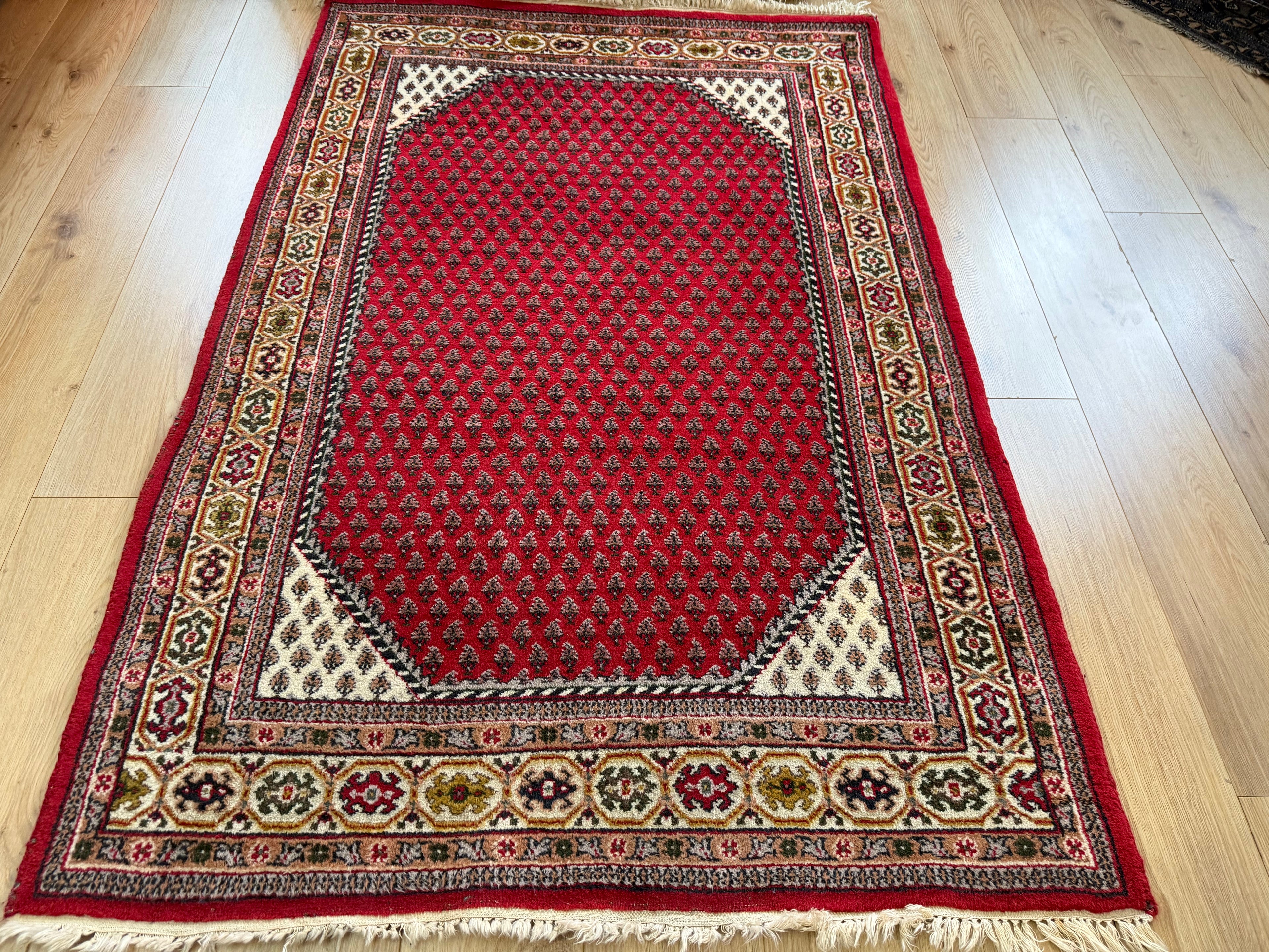 Vintage handgeknoopt vloerkleed – klassiek boteh design – ca. 192 × 125 cm