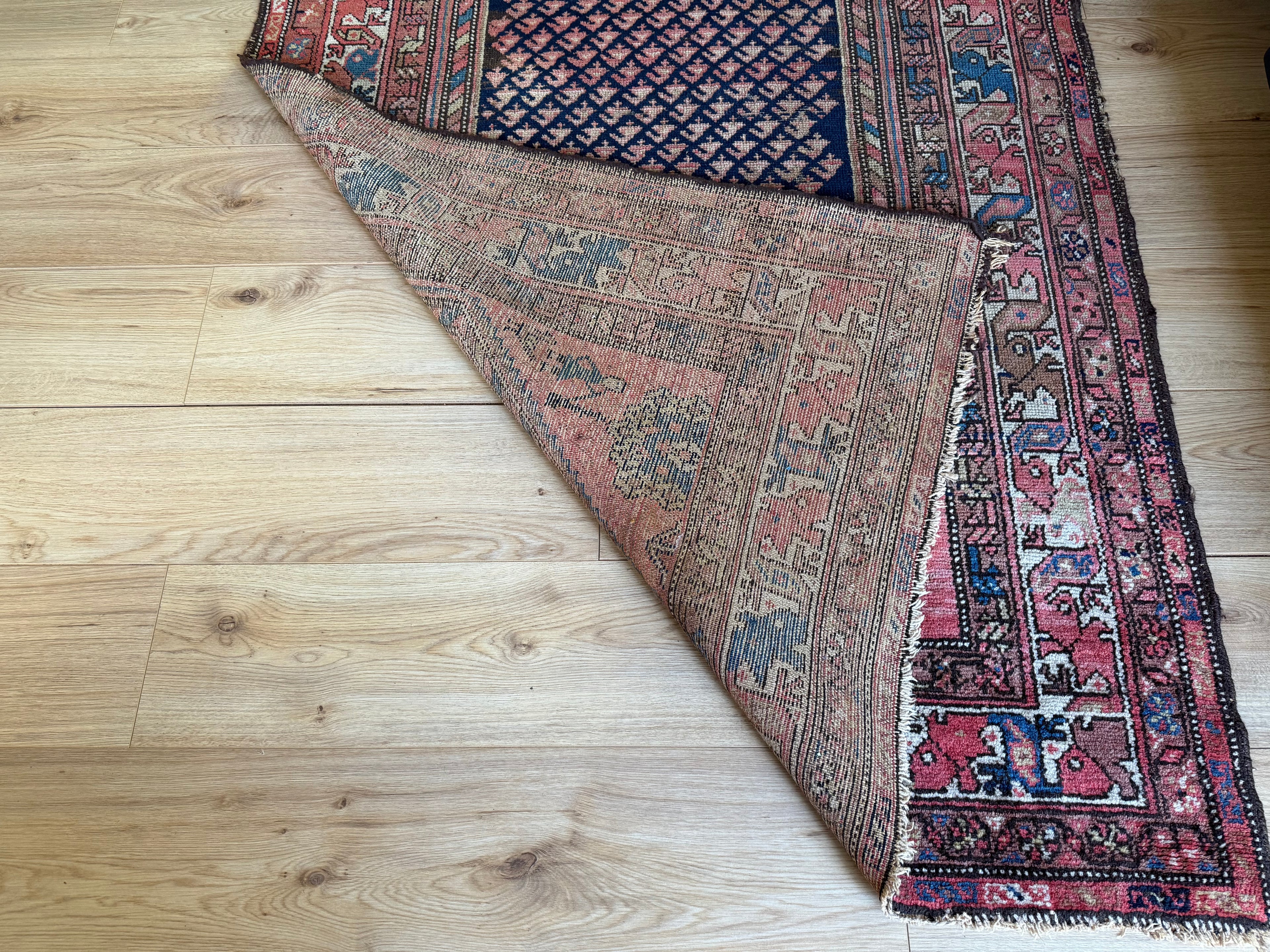 Handgeknoopt vintage ossters tapijt – Malayer-stijl – ca. 210 × 116 cm