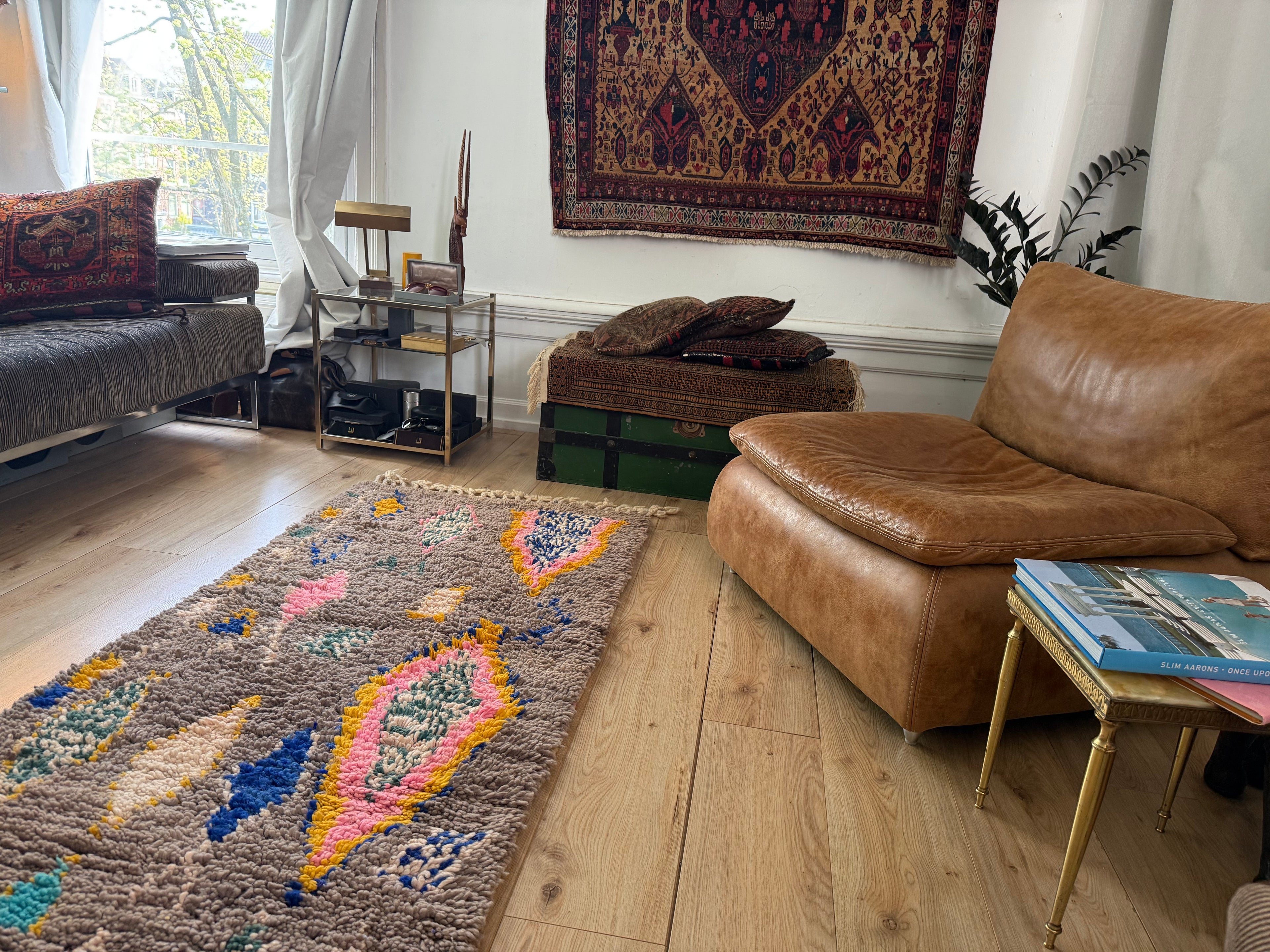 Vintage loper 309×83 cm – wol op wol, Berber stijl