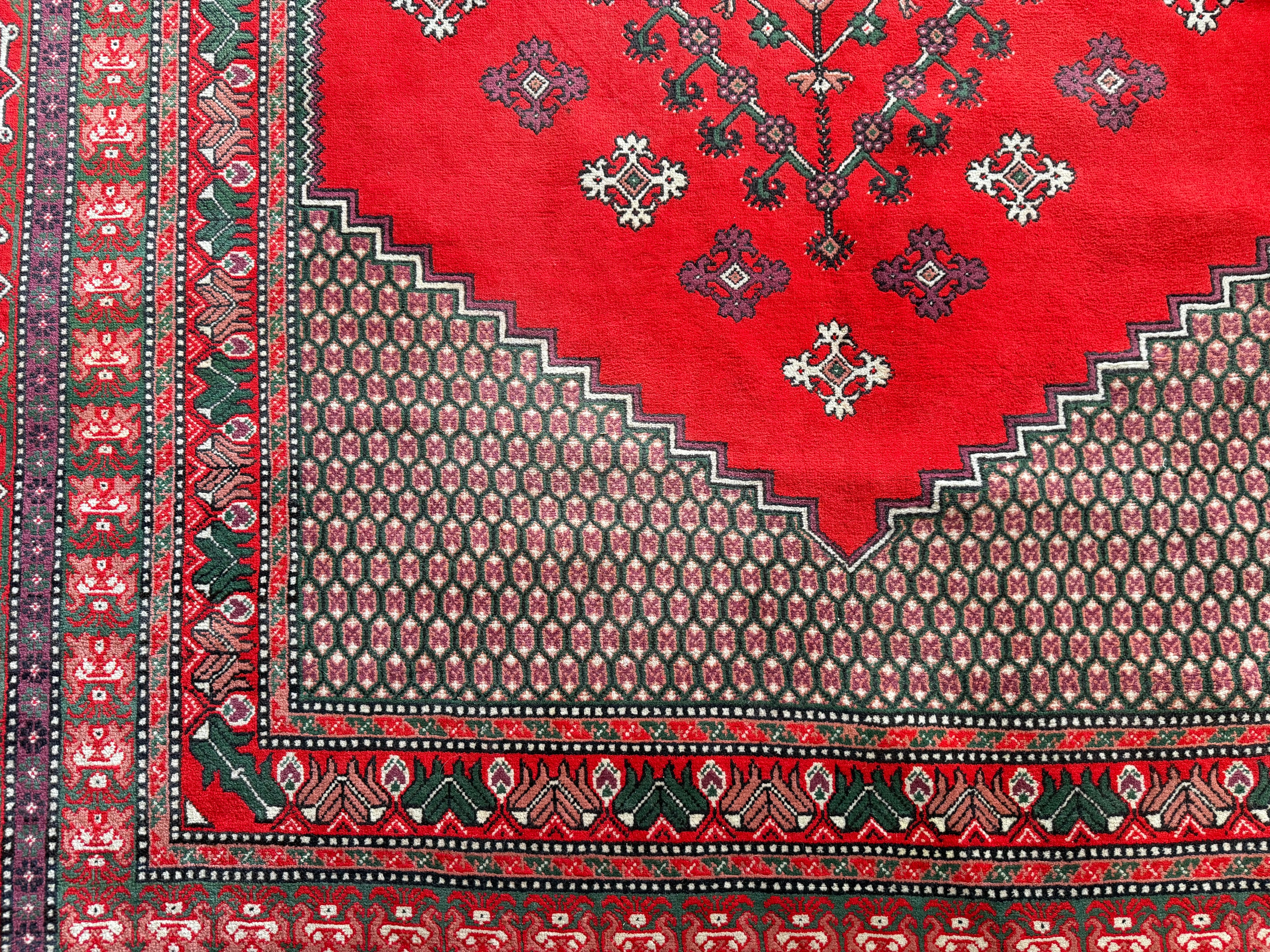 Handgeknoopte oosters vintage tapijt met florale medaillonstructuur – ca. 291 × 202 cm