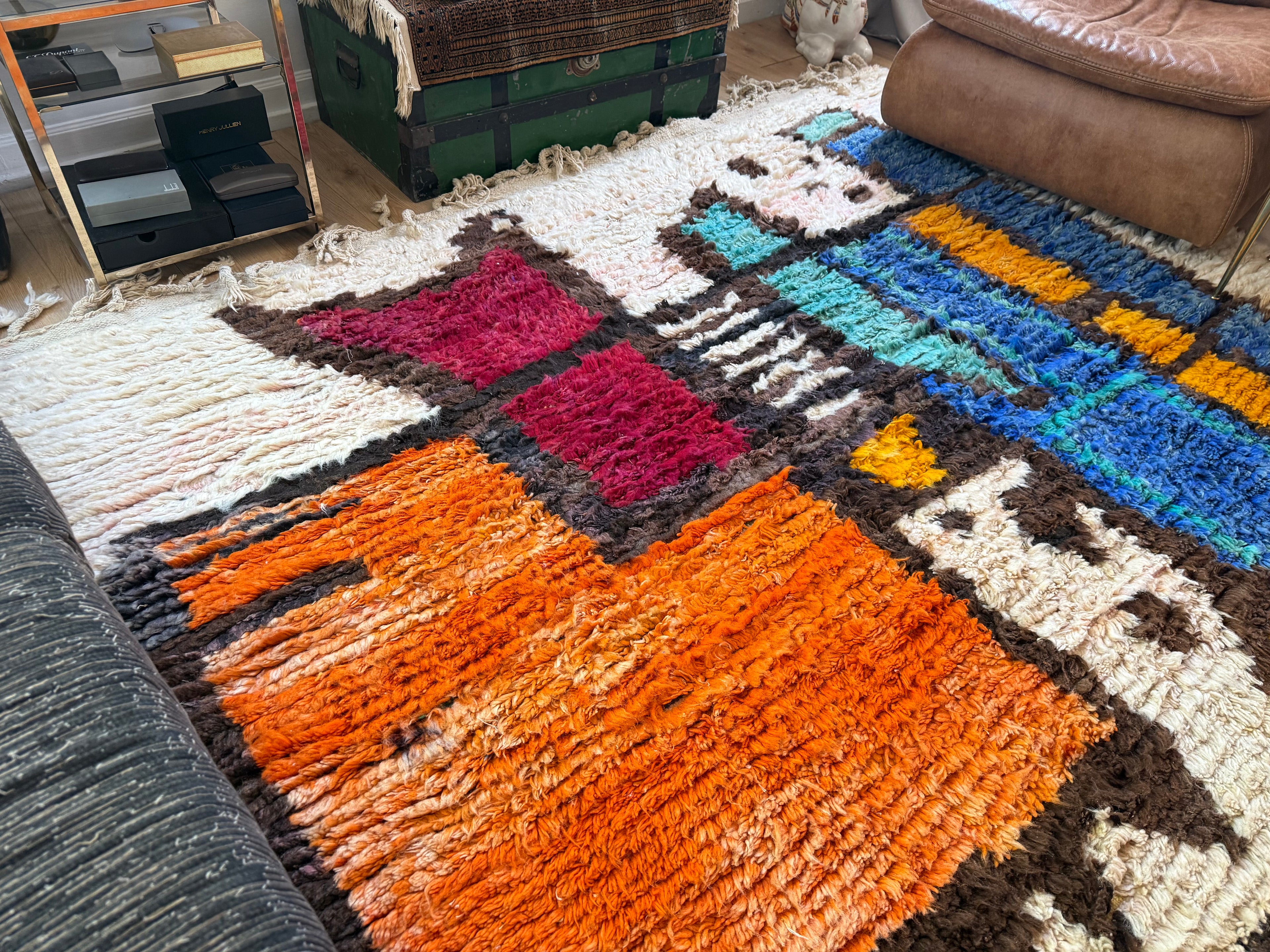 Vintage Abstract Moroccan Rug – Sculptural Wool Statement Piece (354 × 268 cm)