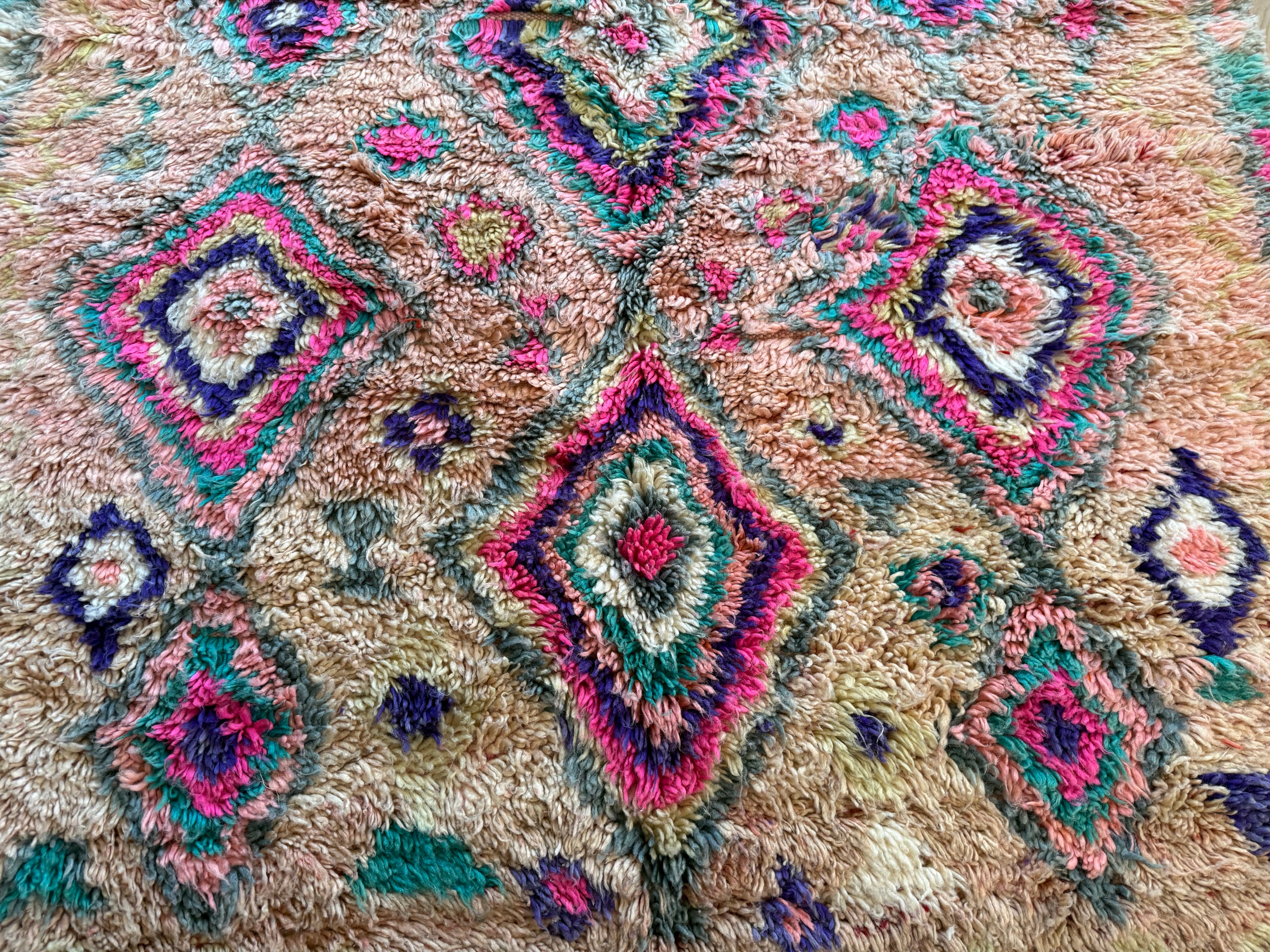 Authentiek handgeknoopt vintage tapijt – kleurrijk boho design – ca. 344 × 174 cm