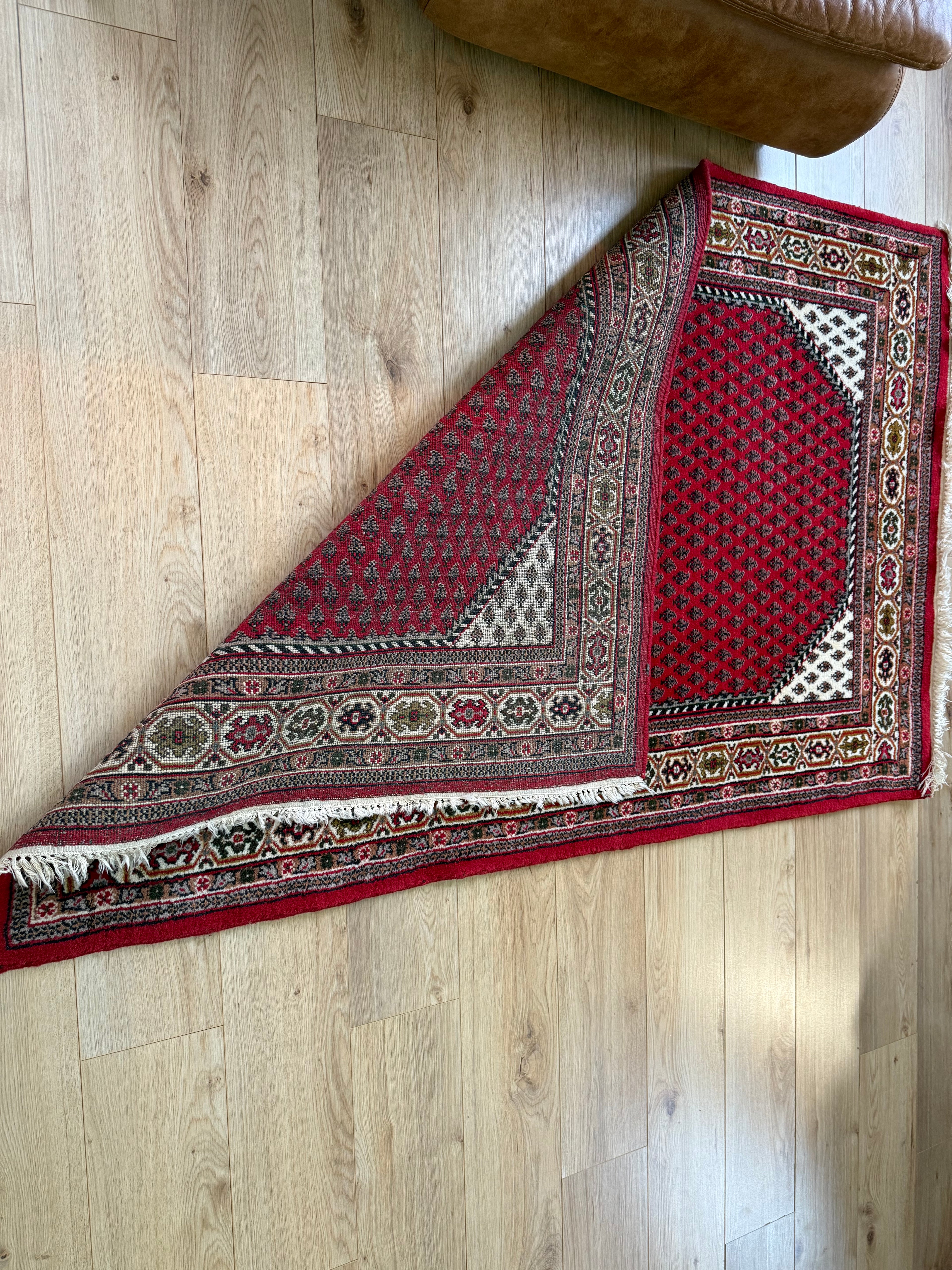 Vintage handgeknoopt vloerkleed – klassiek boteh design – ca. 192 × 125 cm