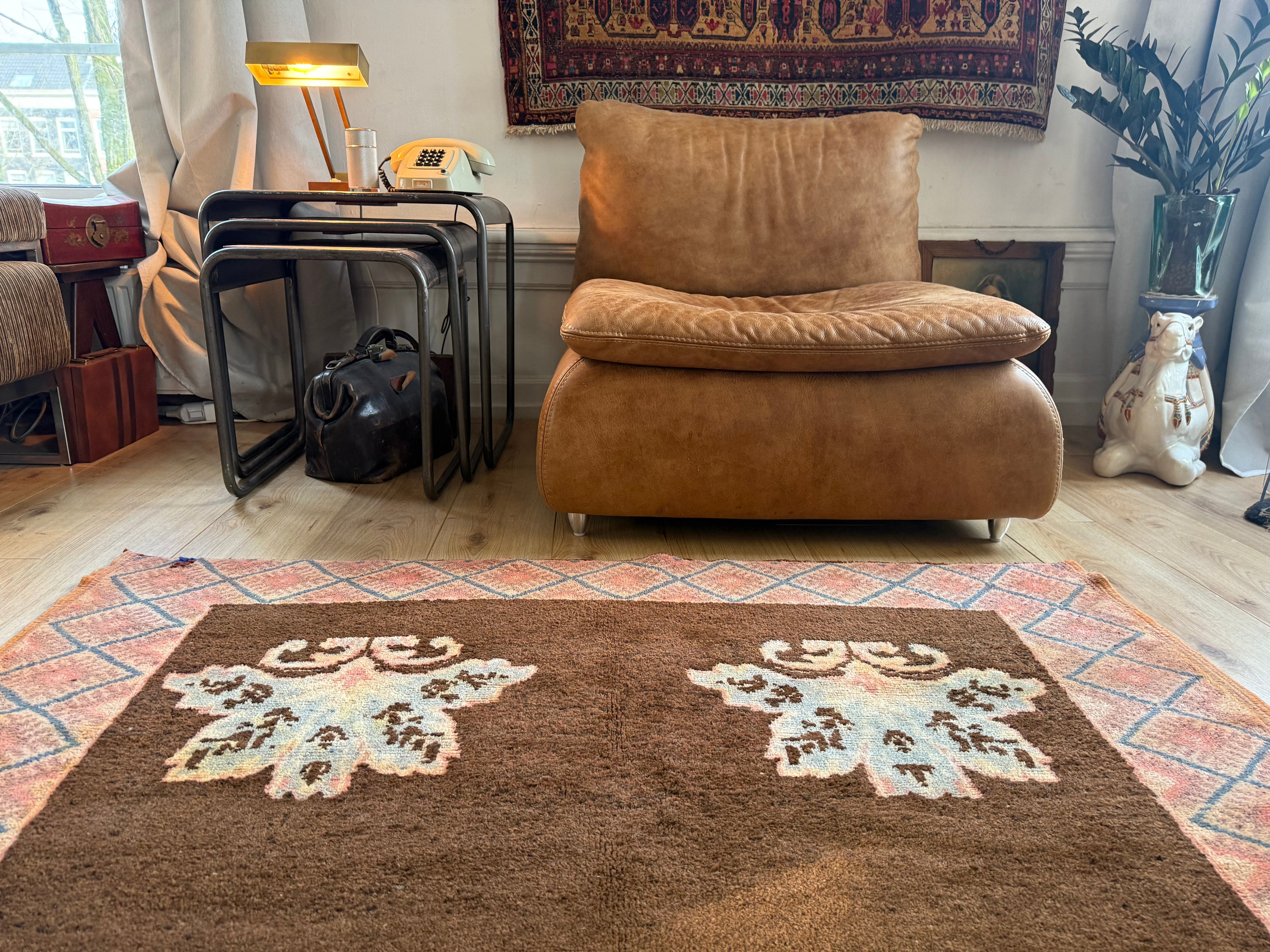 Vintage Marokkaans tapijt – 255 × 141 cm – ca. 1970–1990