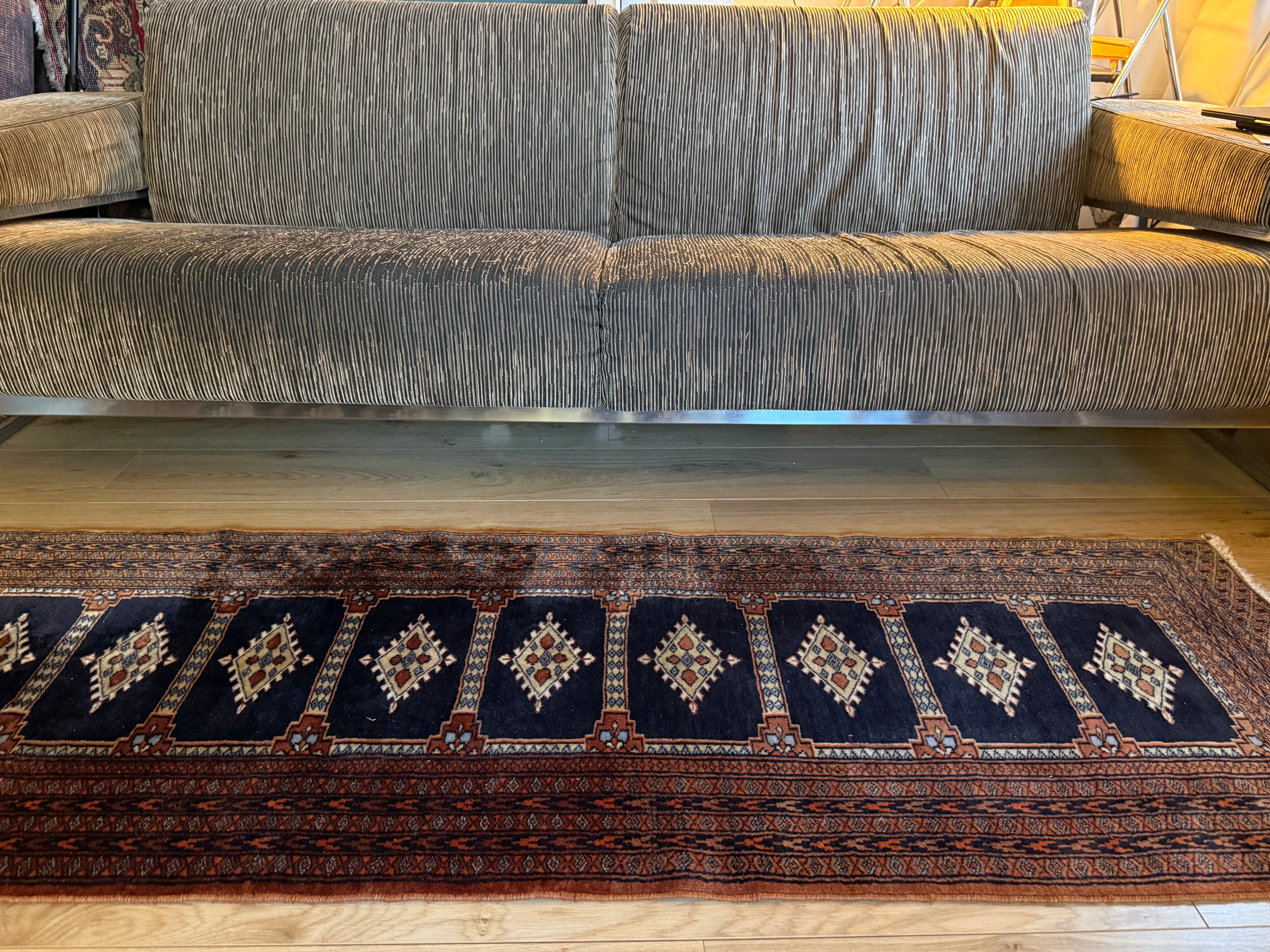 Handgeknoopte vintage loper – Baluchi stijl – ca. 280 × 75 cm
