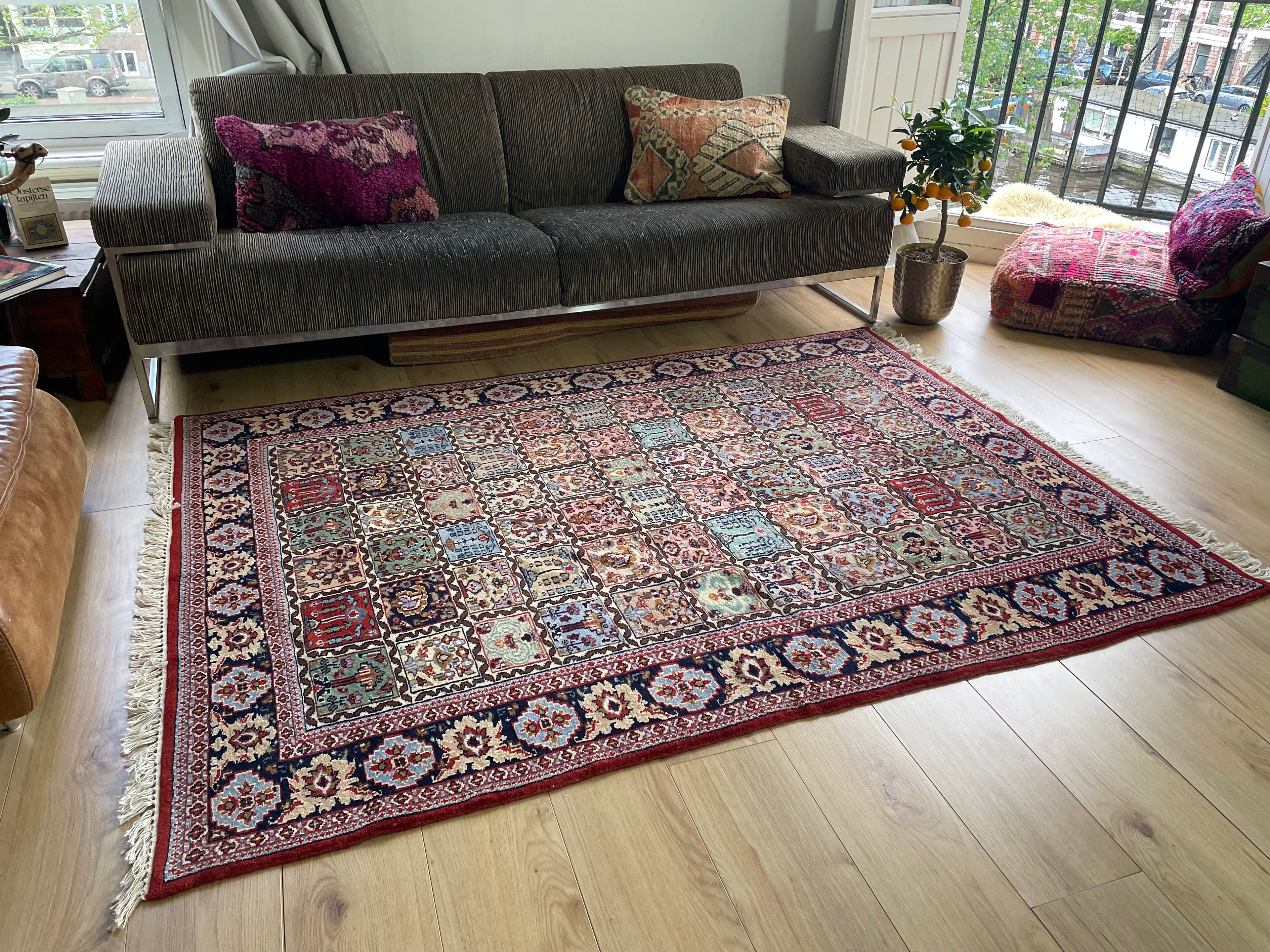 Handgeknoopt vintage Oosters tapijt – ca. 220 × 151 cm