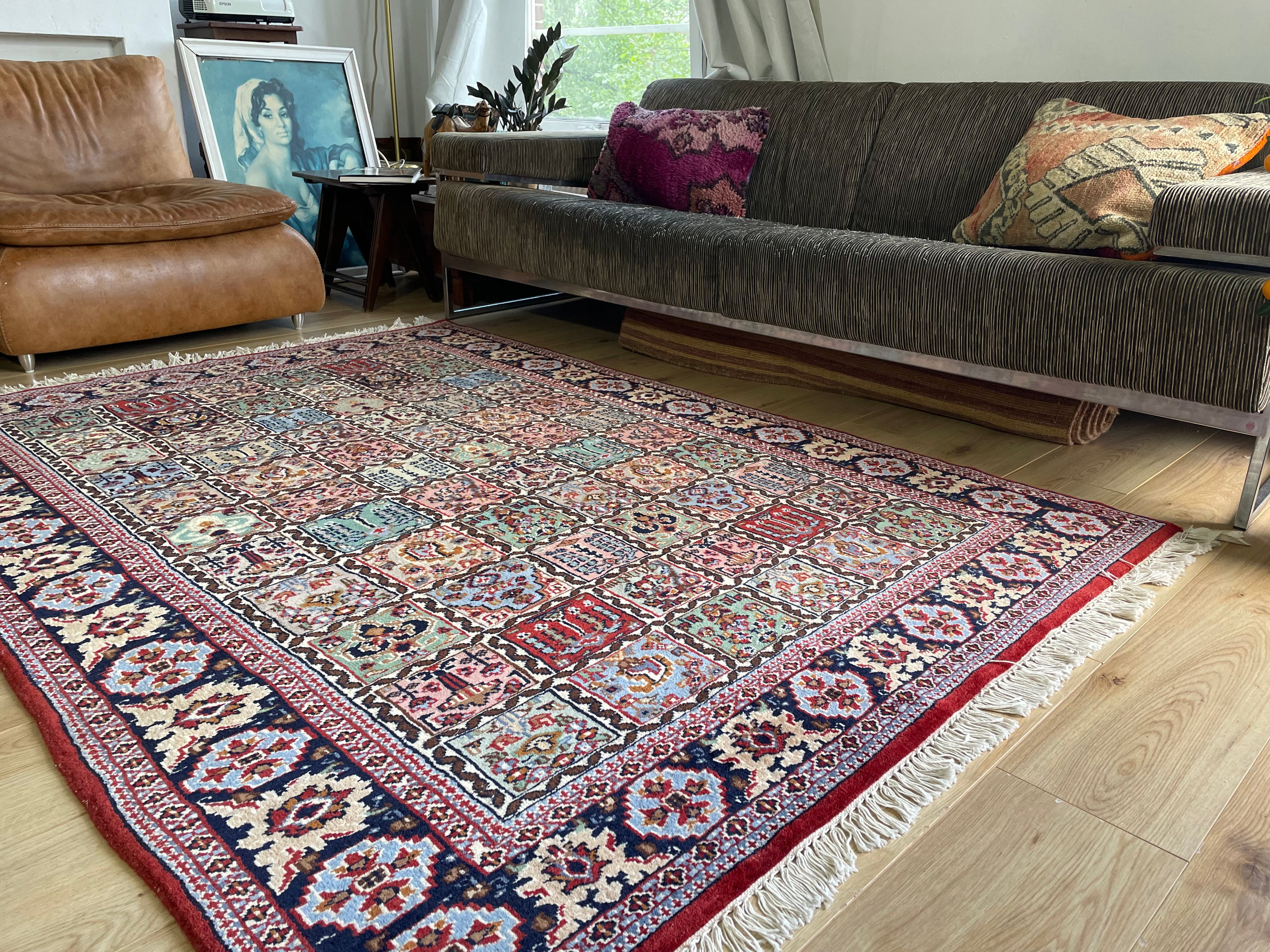Handgeknoopt vintage Oosters tapijt – ca. 220 × 151 cm