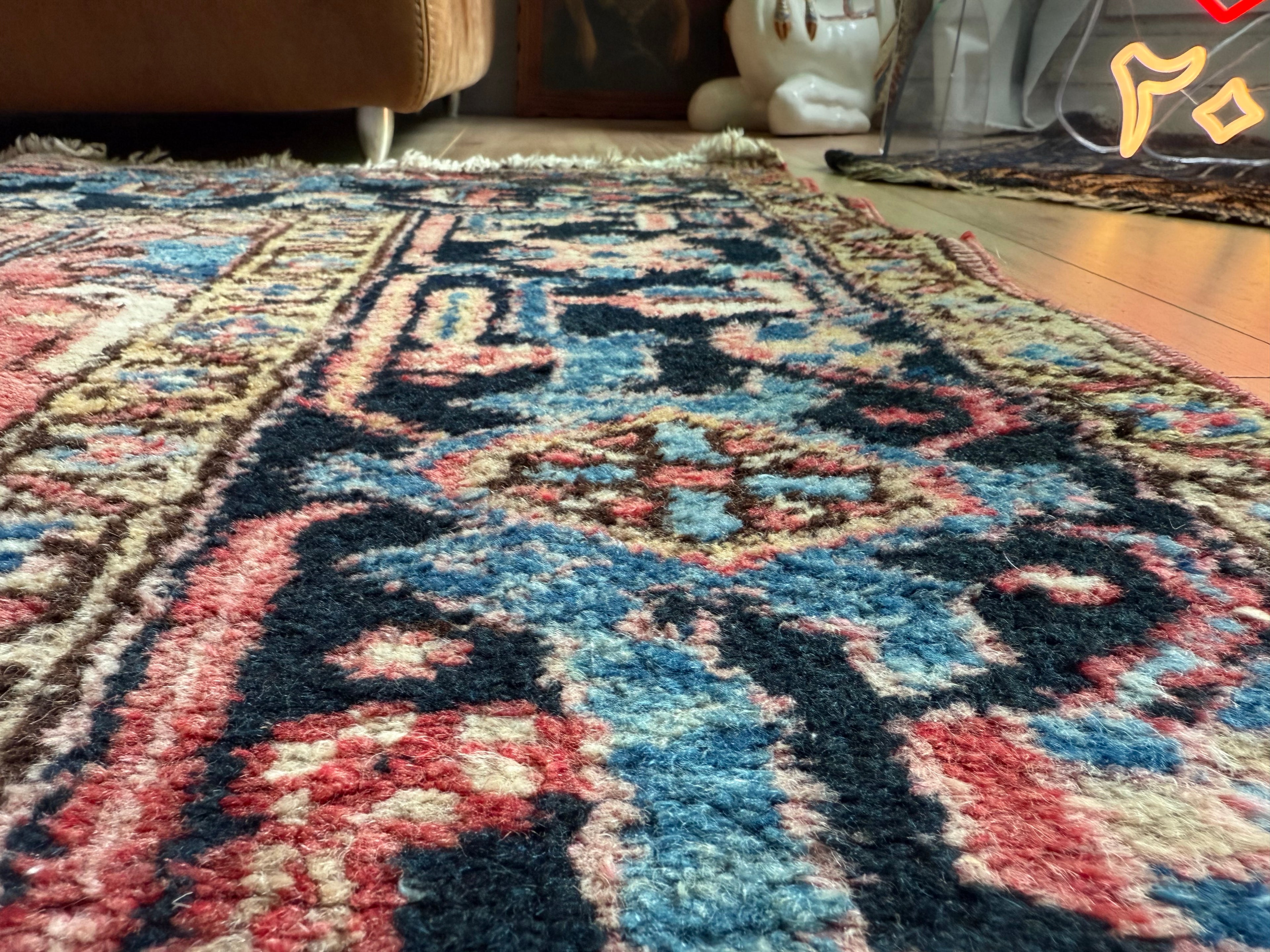 Vintage handgeknoopt tapijt in Heriz-stijl – ca. 290 × 212 cm gemaakt ca. 1940-1950