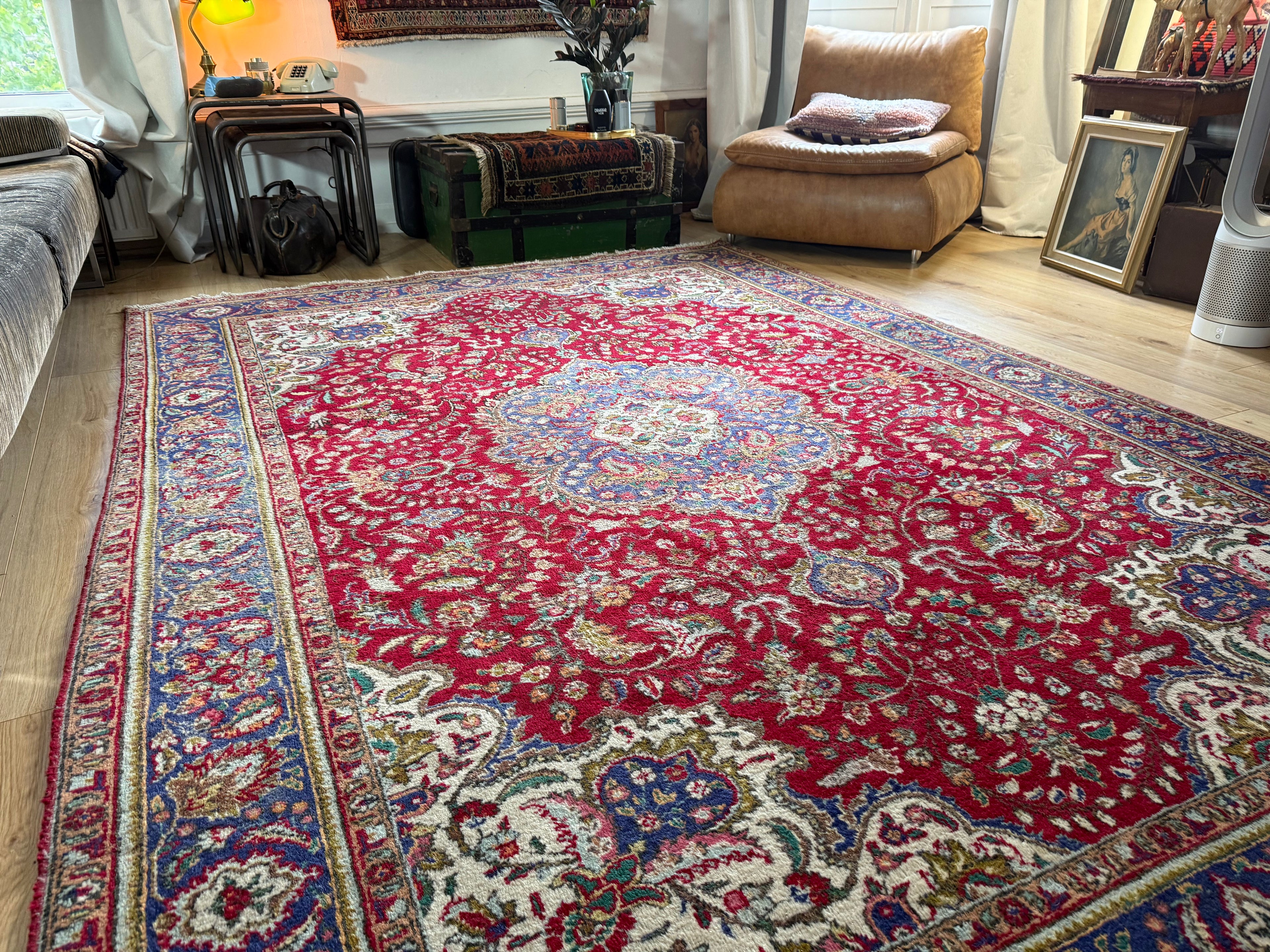 Handgeknoopt vintage Tabriz tapijt – ca. 301 × 205 cm
