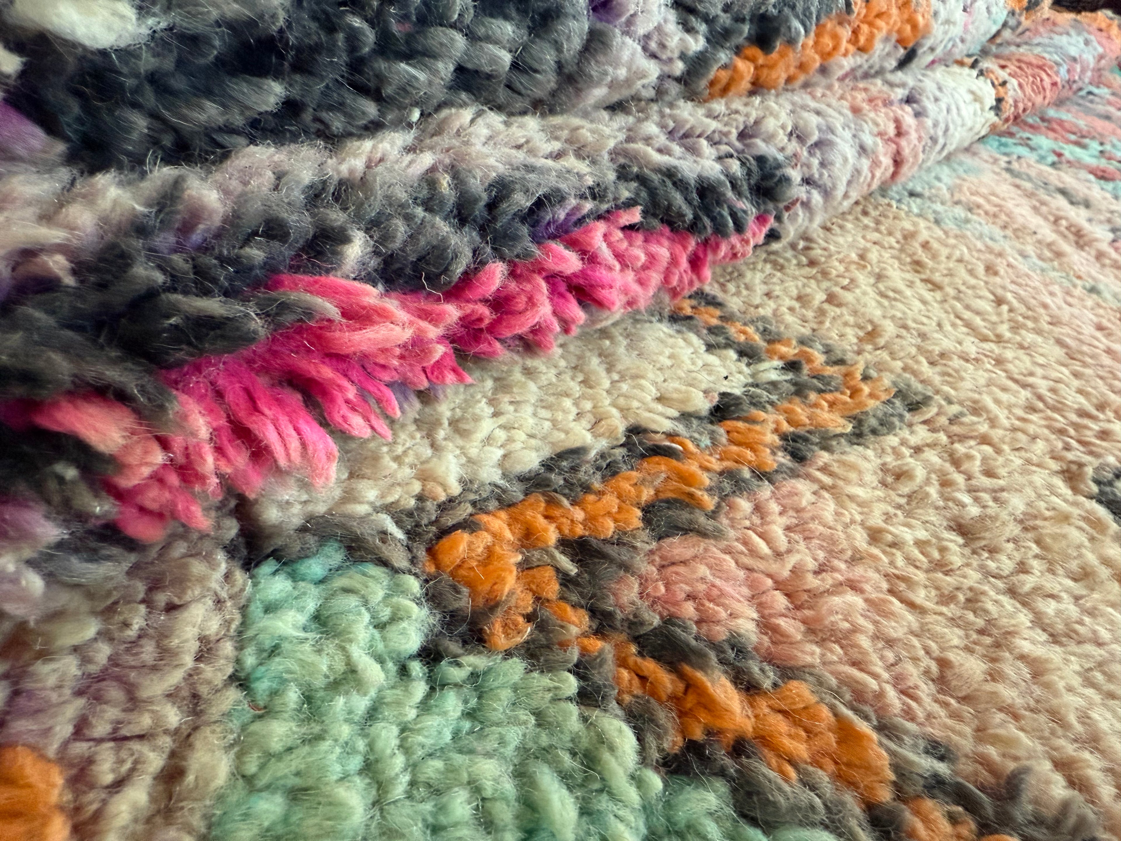 Kleurrijk handgeknoopt Marokkaans tapijt – 282 × 172 cm – boho vintage