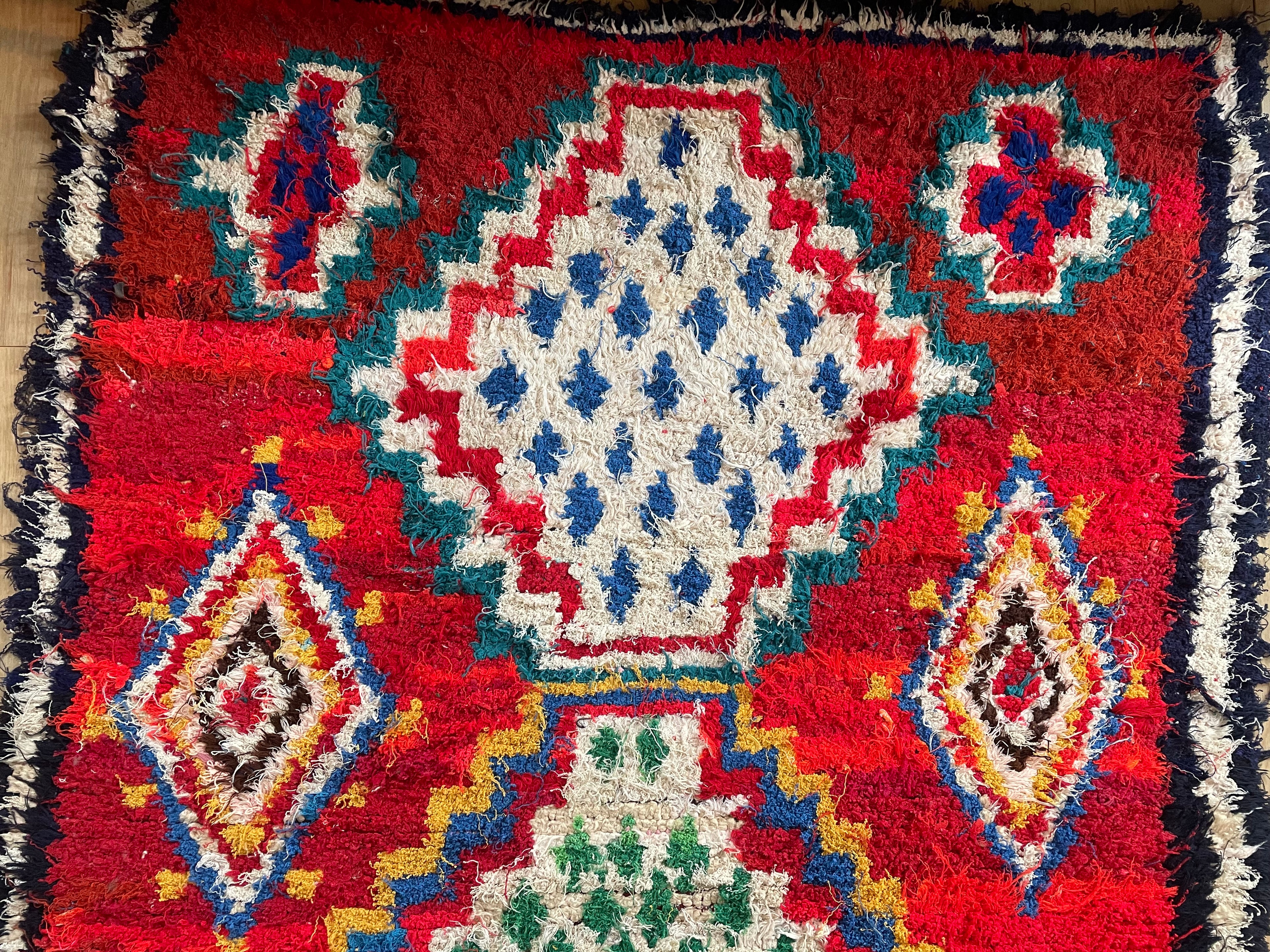Handgeknoopt vintage Boujad tapijt – Marokkaans – ca. 282 × 145 cm
