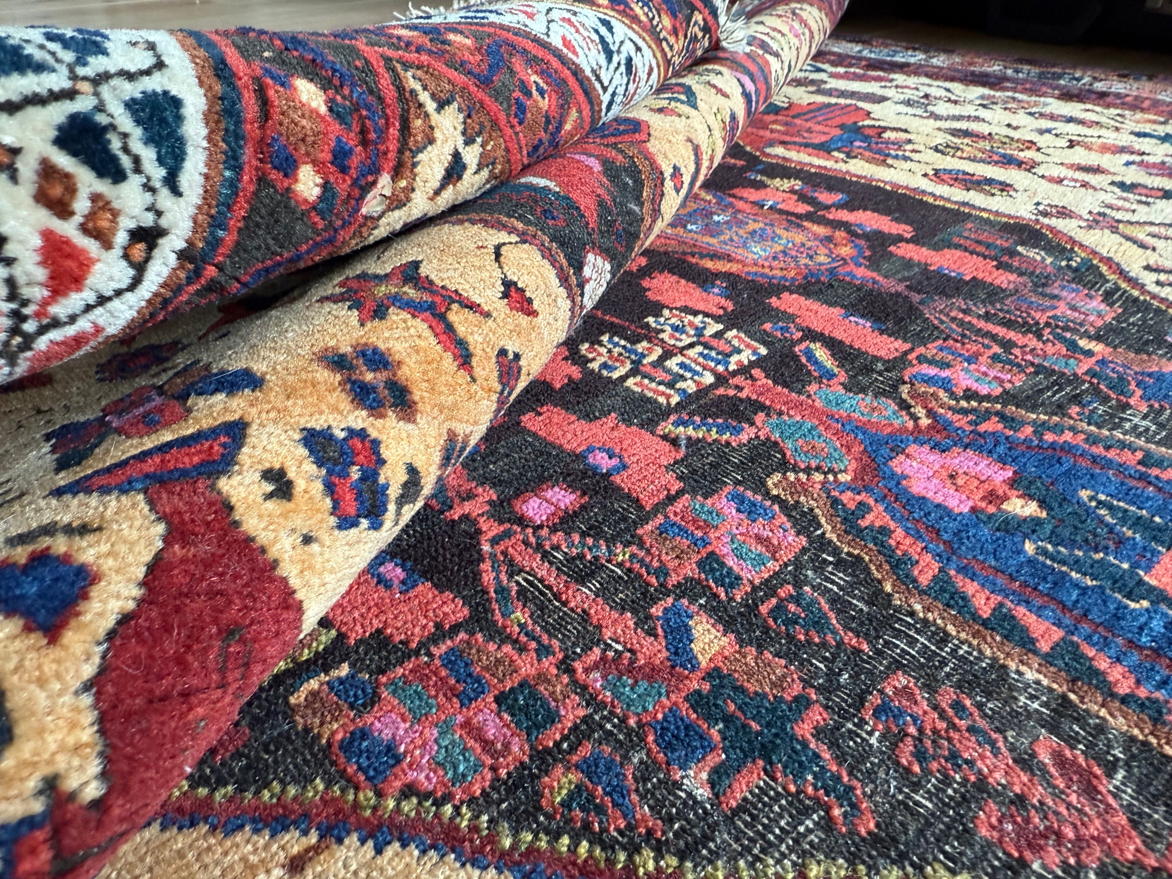 Handgeknoopt vintage tapijt Oosters Malayer stijl – ca. 137 × 163 cm
