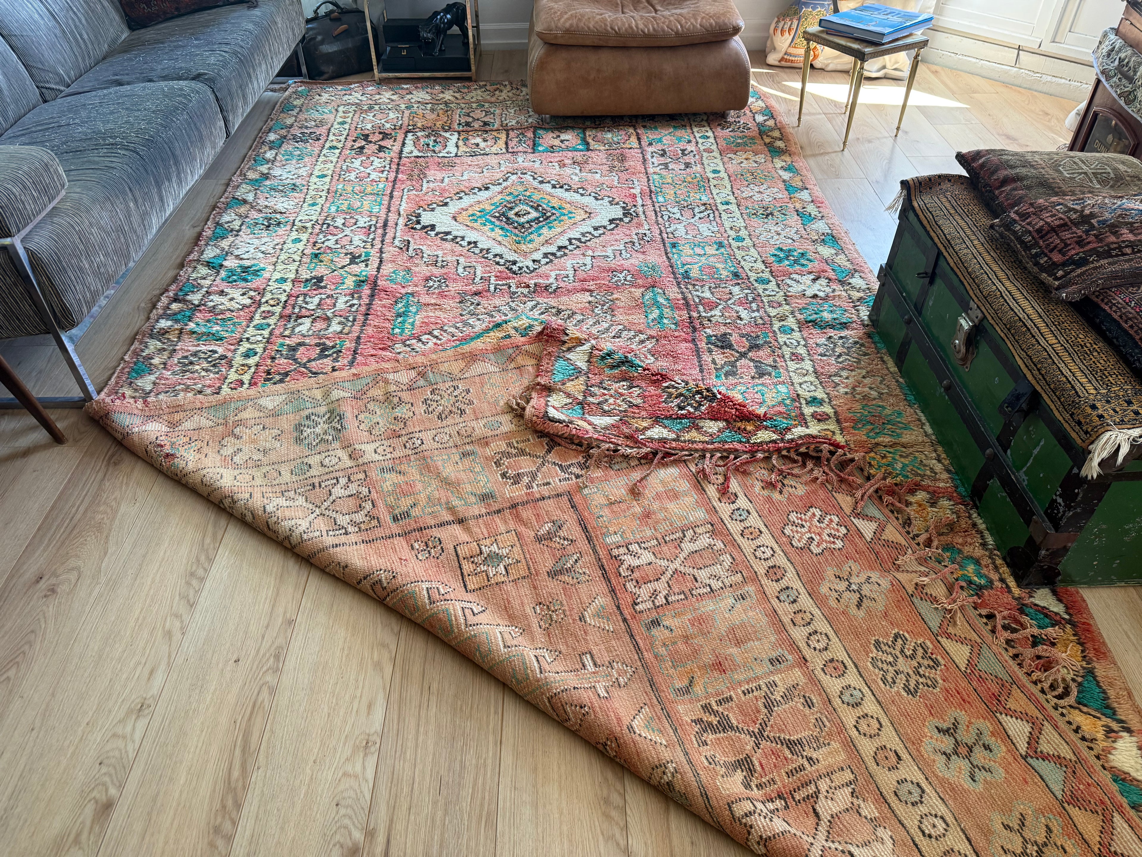 Vintage Moroccan Carpet 394 × 204 cm, 1970s