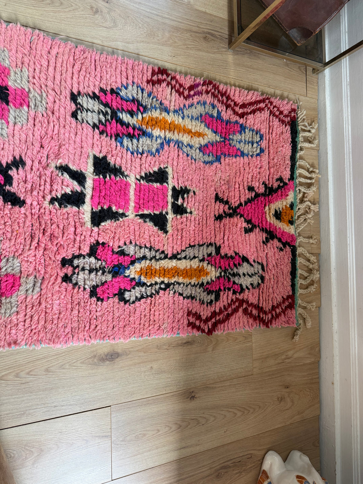 Passadeira Boujaad marroquina vintage – 418 × 79 cm