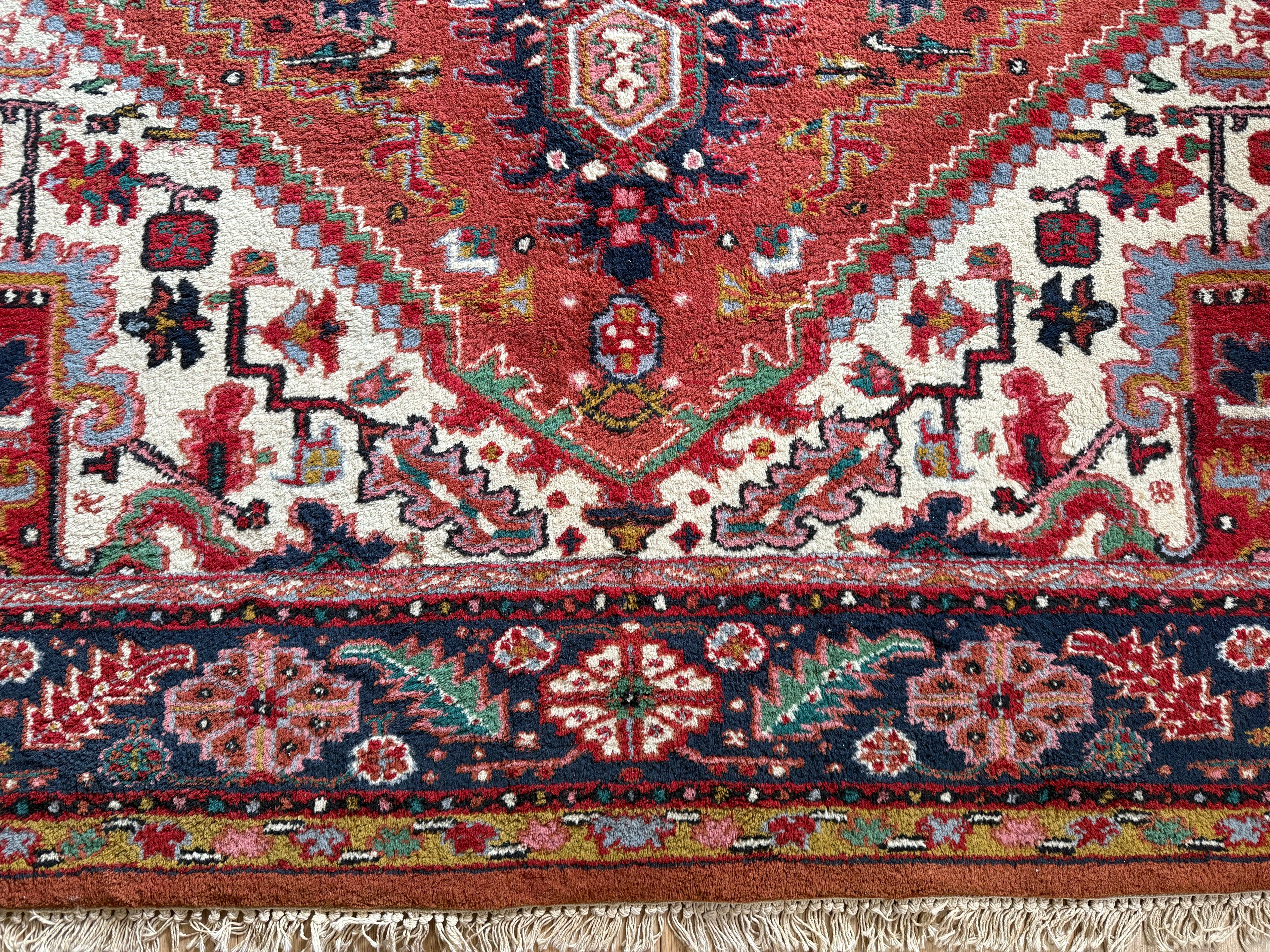 Handgeknoopt vintage tapijt Oosters Heriz design – ca. 340 × 248 cm