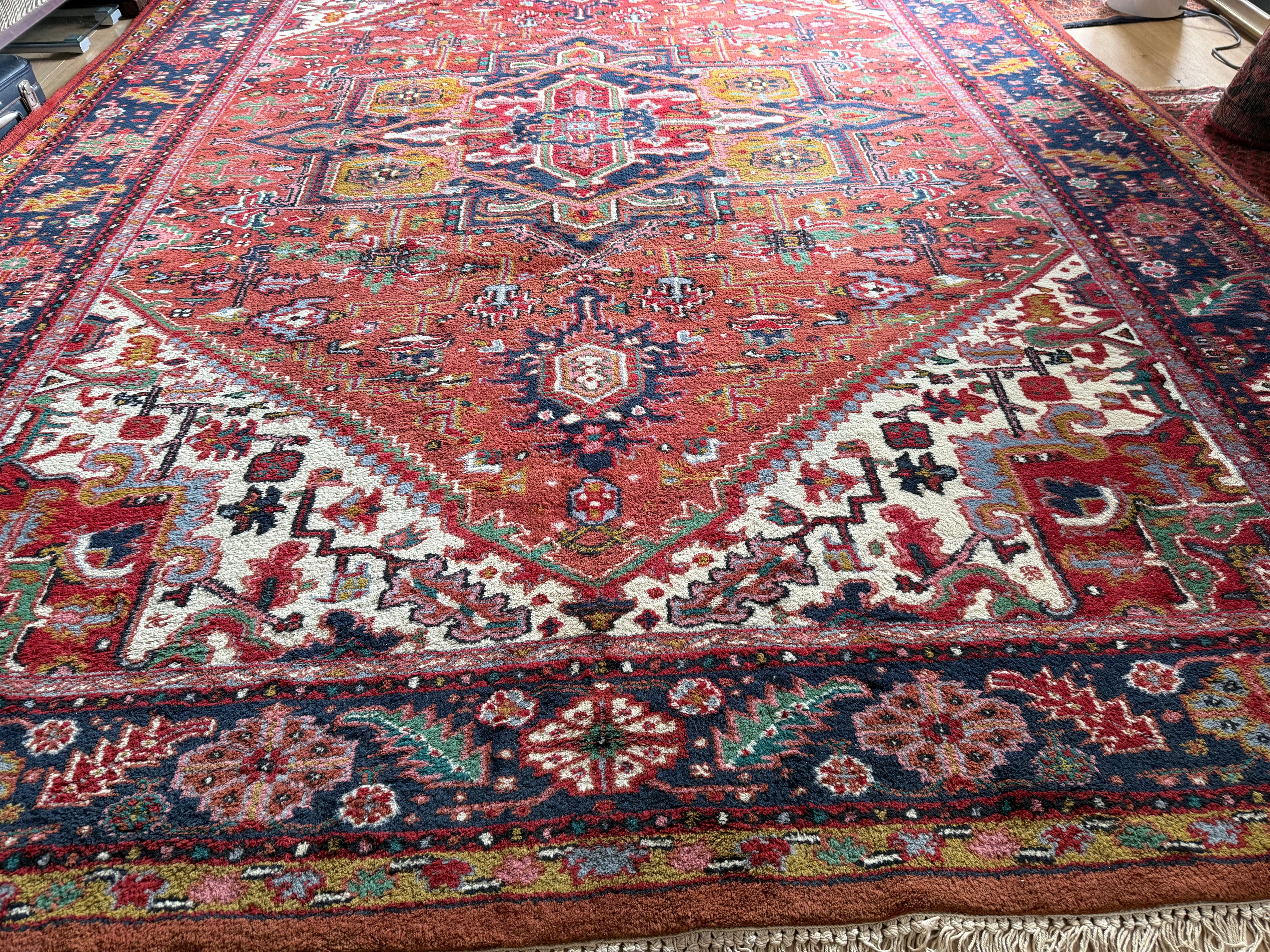 Handgeknoopt vintage tapijt Oosters Heriz design – ca. 340 × 248 cm