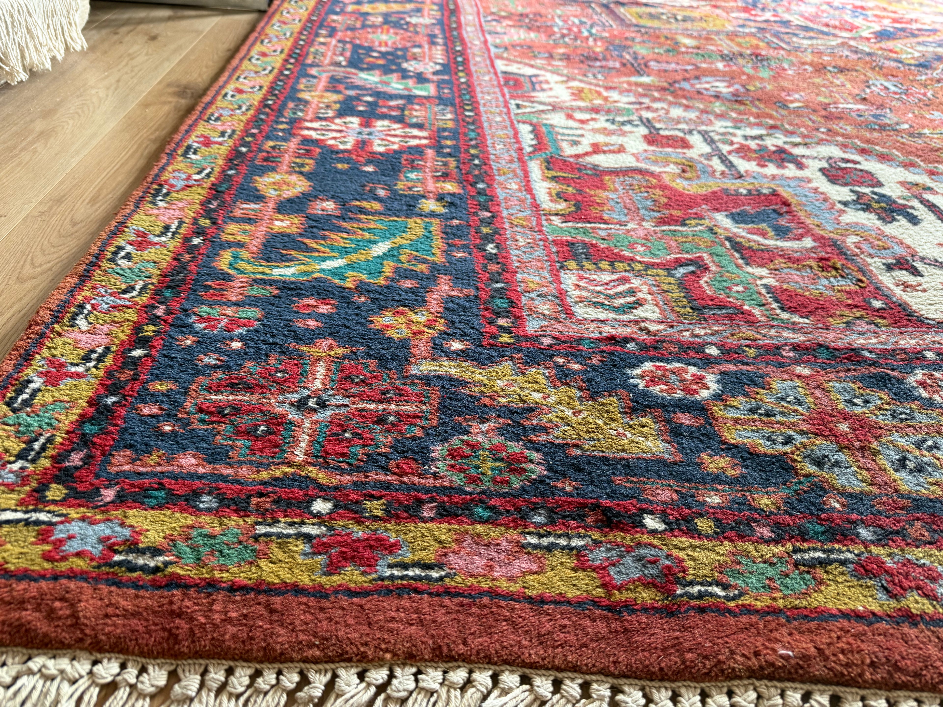 Handgeknoopt vintage tapijt Oosters Heriz design – ca. 340 × 248 cm
