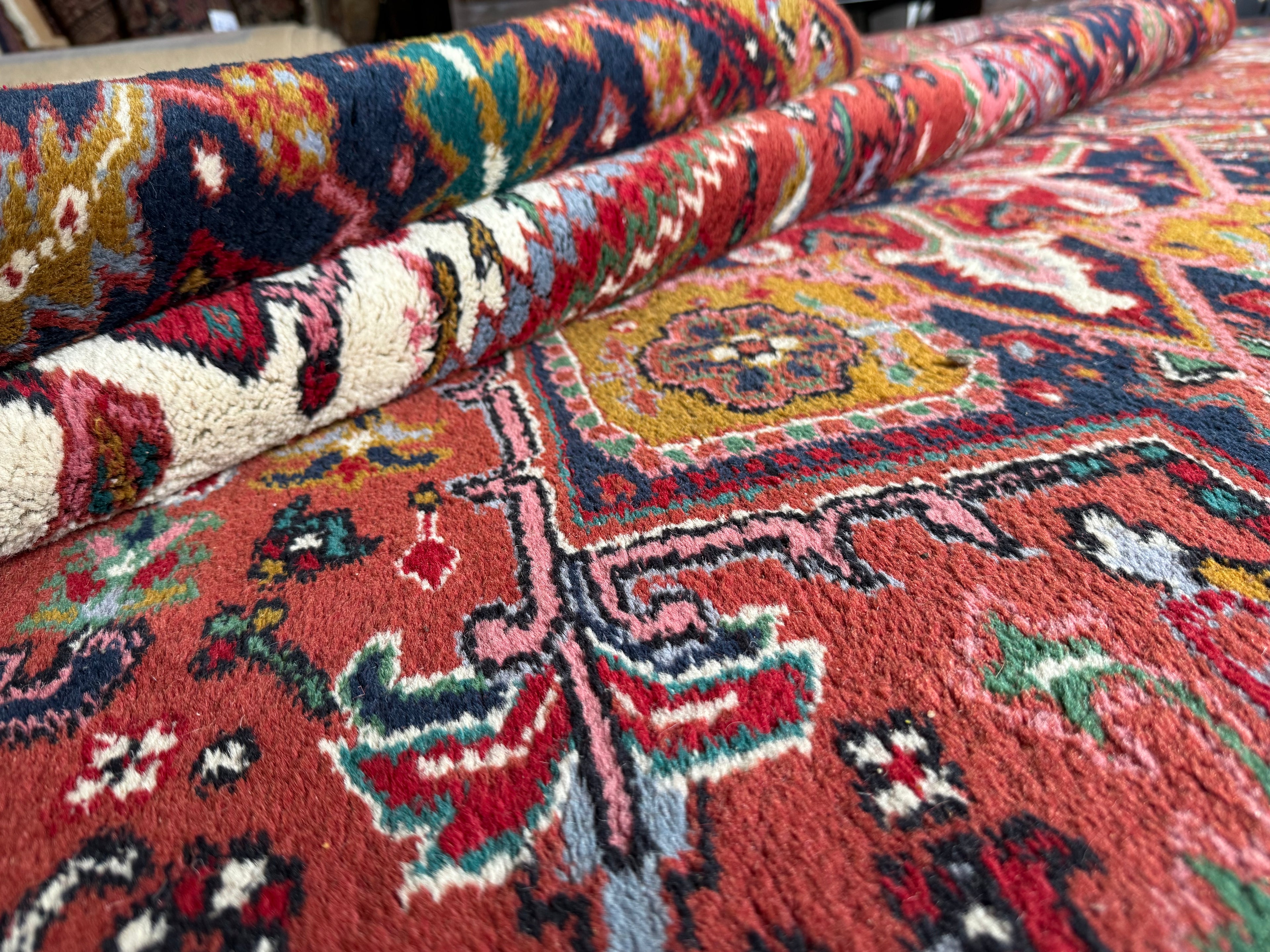 Handgeknoopt vintage tapijt Oosters Heriz design – ca. 340 × 248 cm