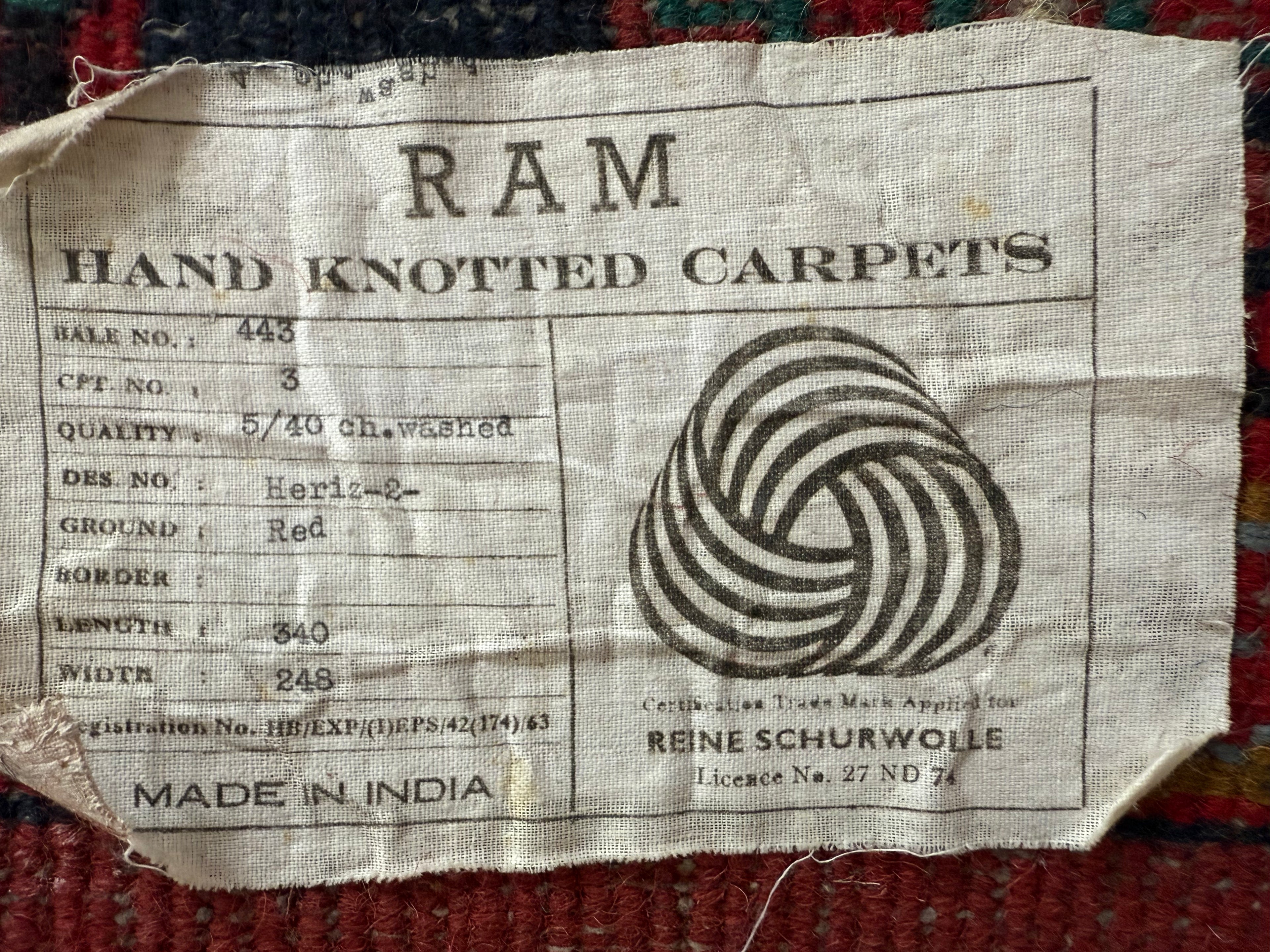 Handgeknoopt vintage tapijt Oosters Heriz design – ca. 340 × 248 cm