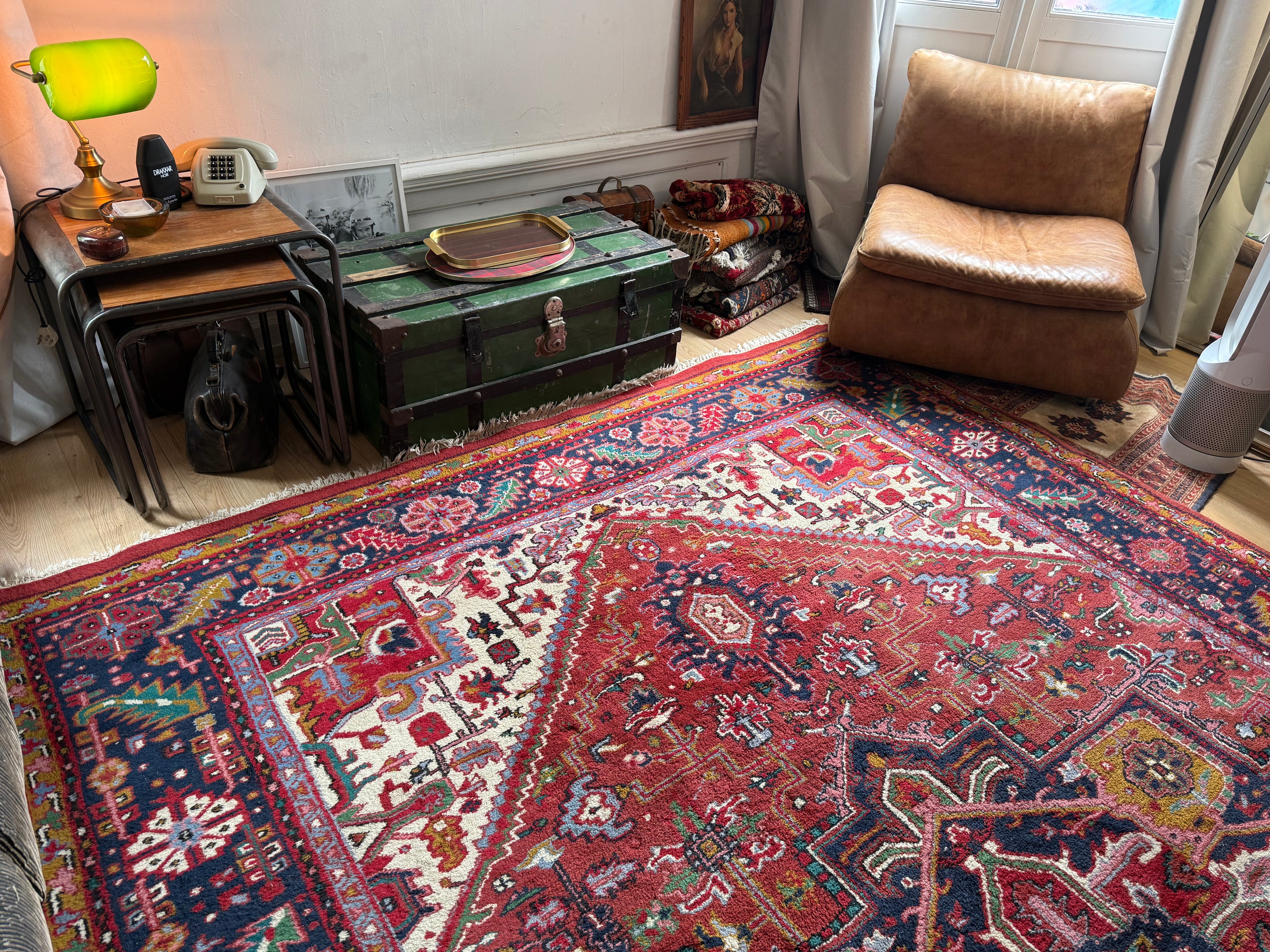 Handgeknoopt vintage tapijt Oosters Heriz design – ca. 340 × 248 cm