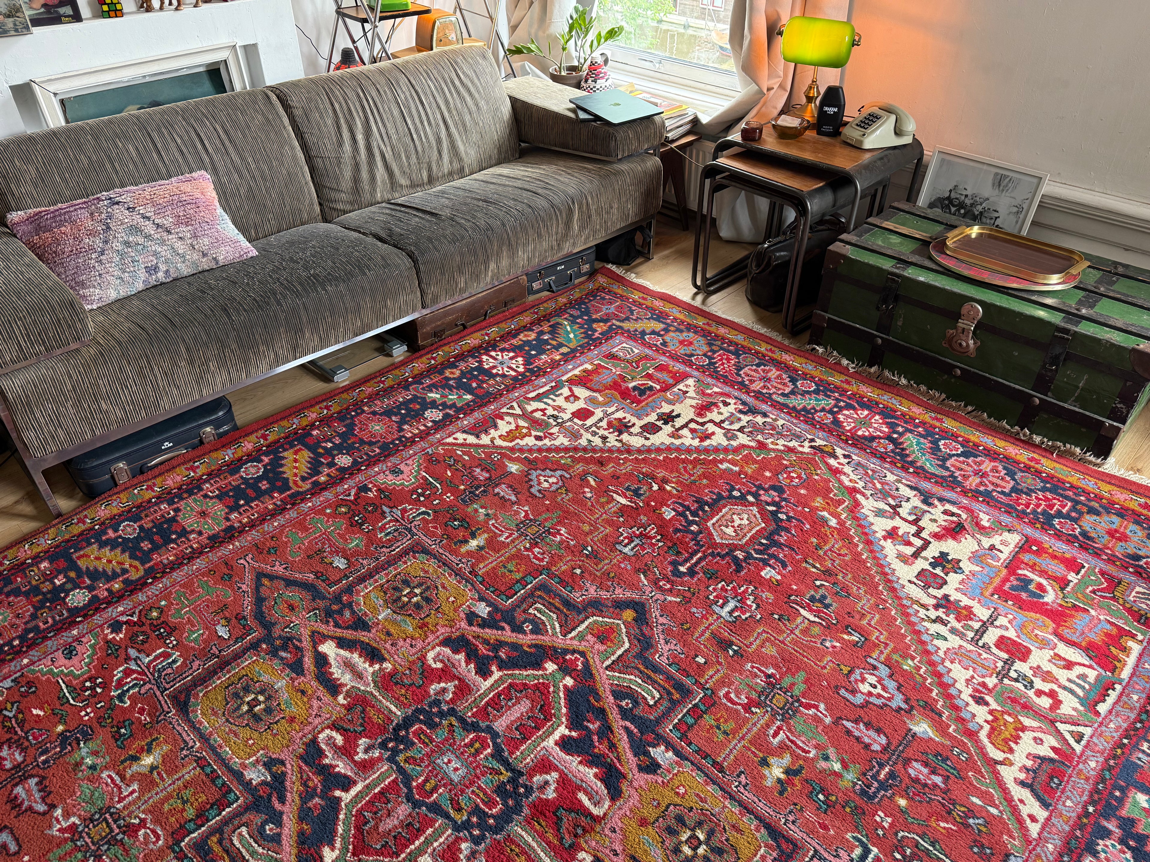 Handgeknoopt vintage tapijt Oosters Heriz design – ca. 340 × 248 cm