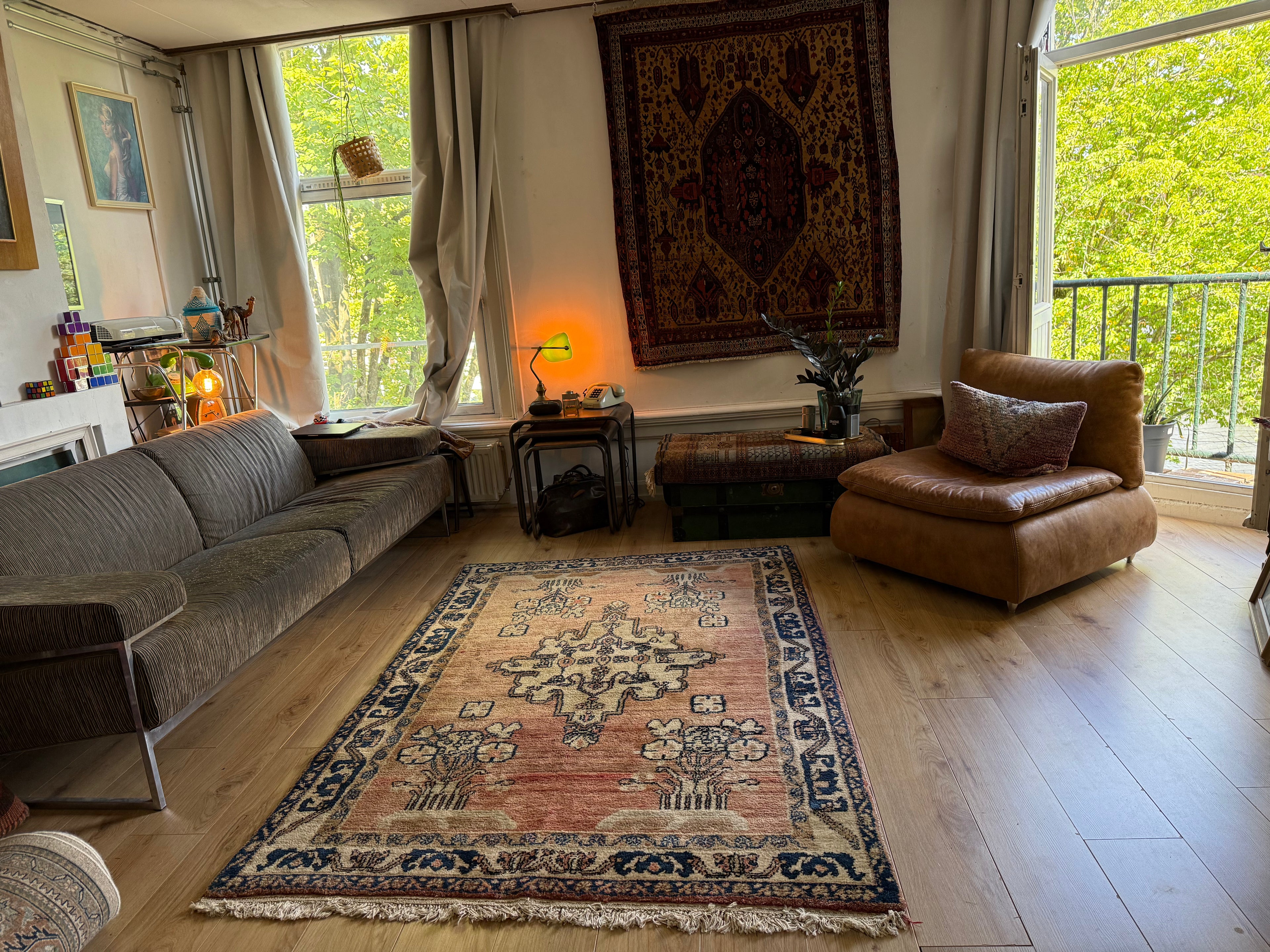 Handgeknoopt vintage tapijt – ca. 221 × 144 cm