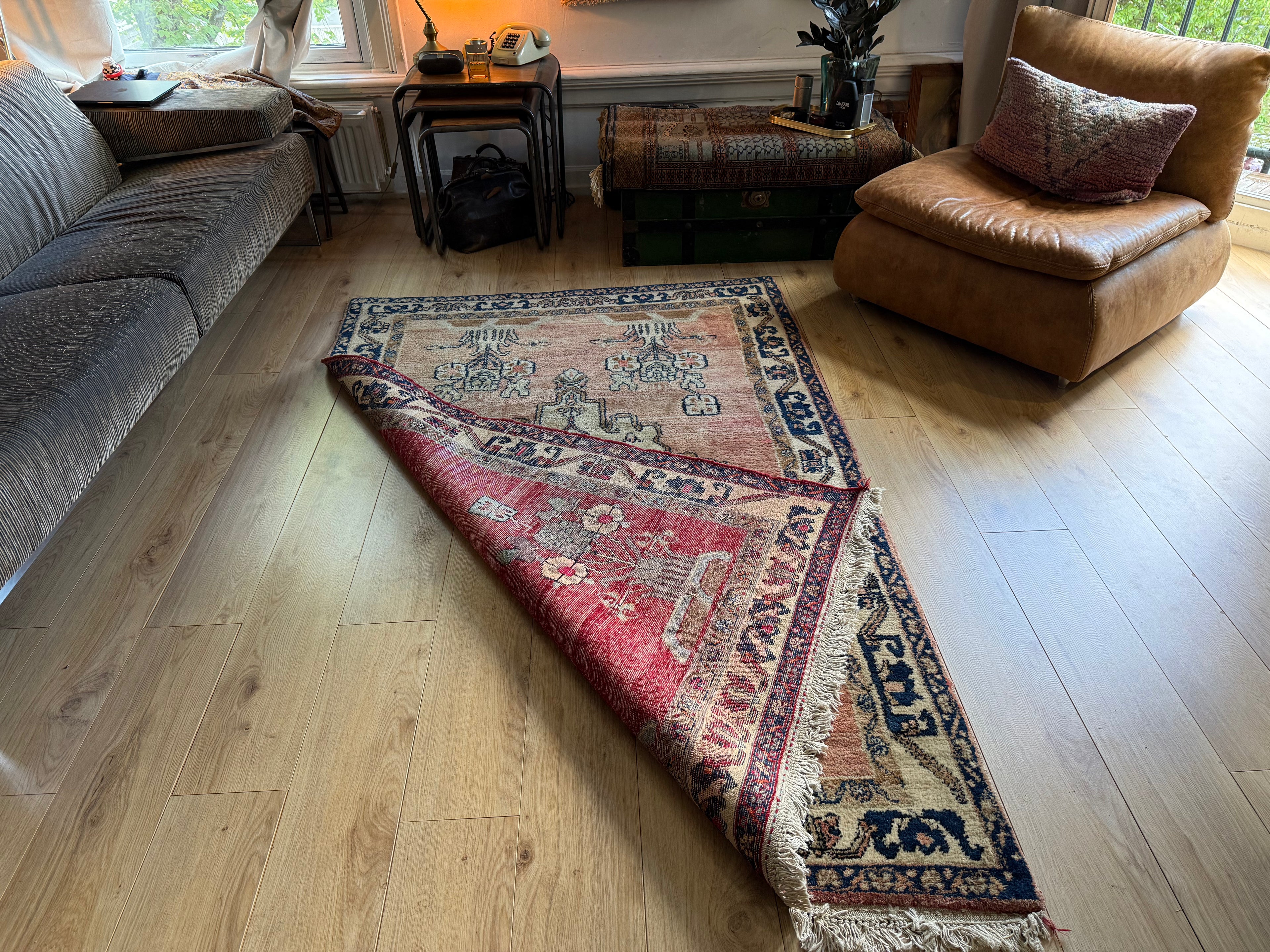 Handgeknoopt vintage tapijt – ca. 221 × 144 cm
