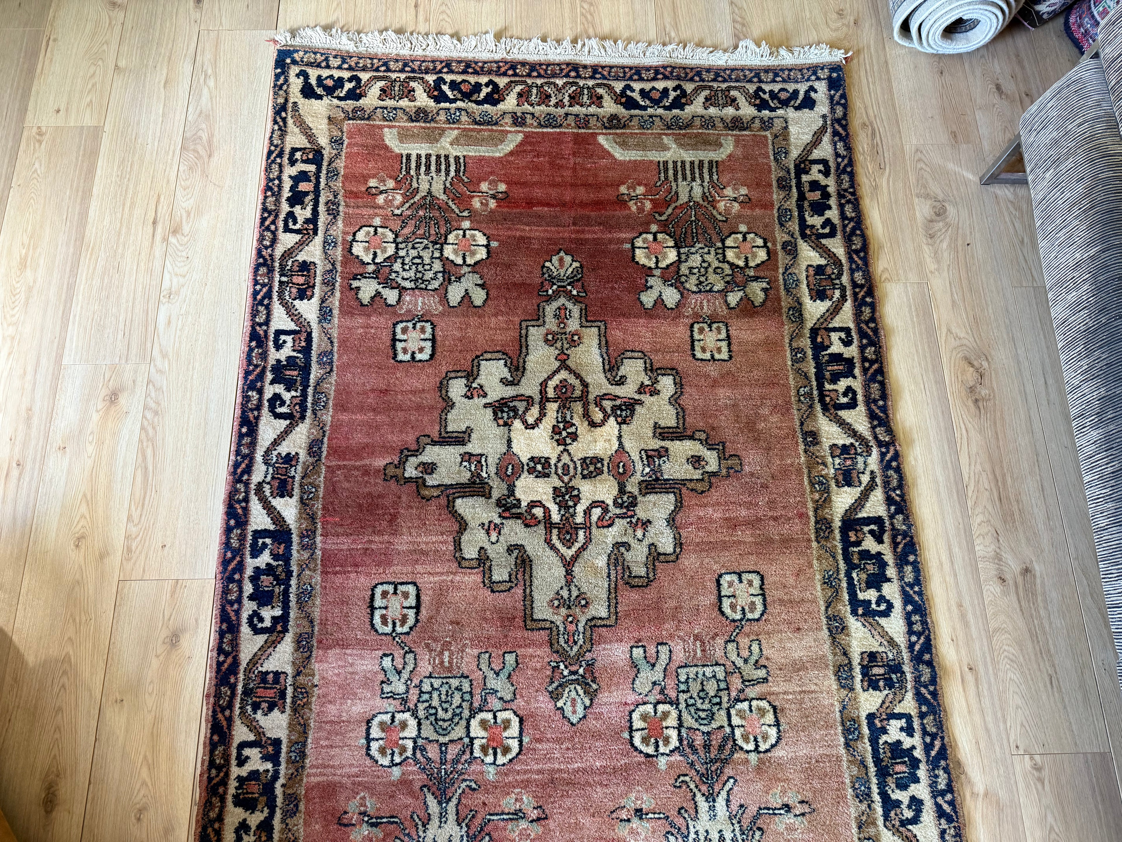 Handgeknoopt vintage tapijt – ca. 221 × 144 cm