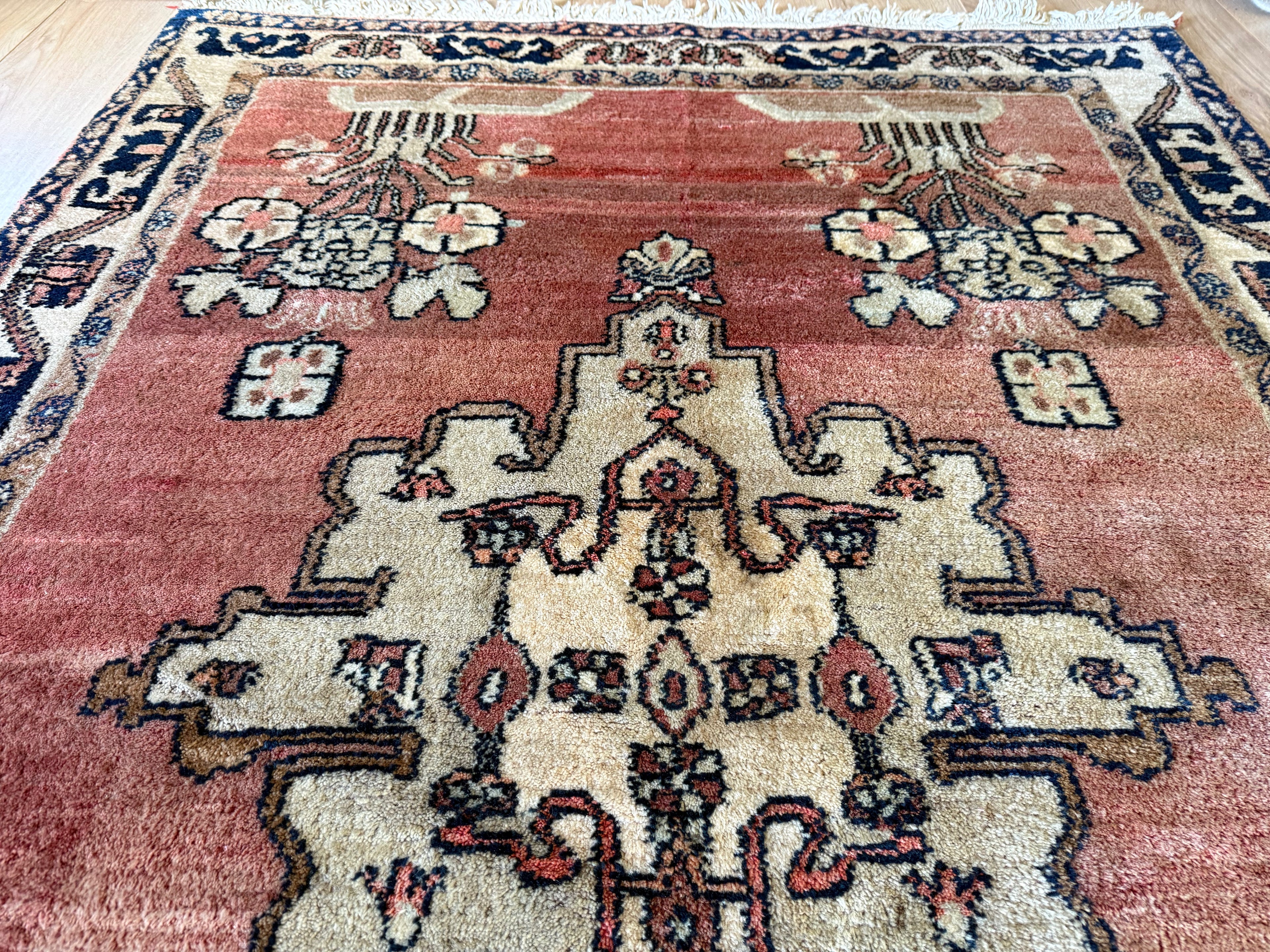 Handgeknoopt vintage tapijt – ca. 221 × 144 cm