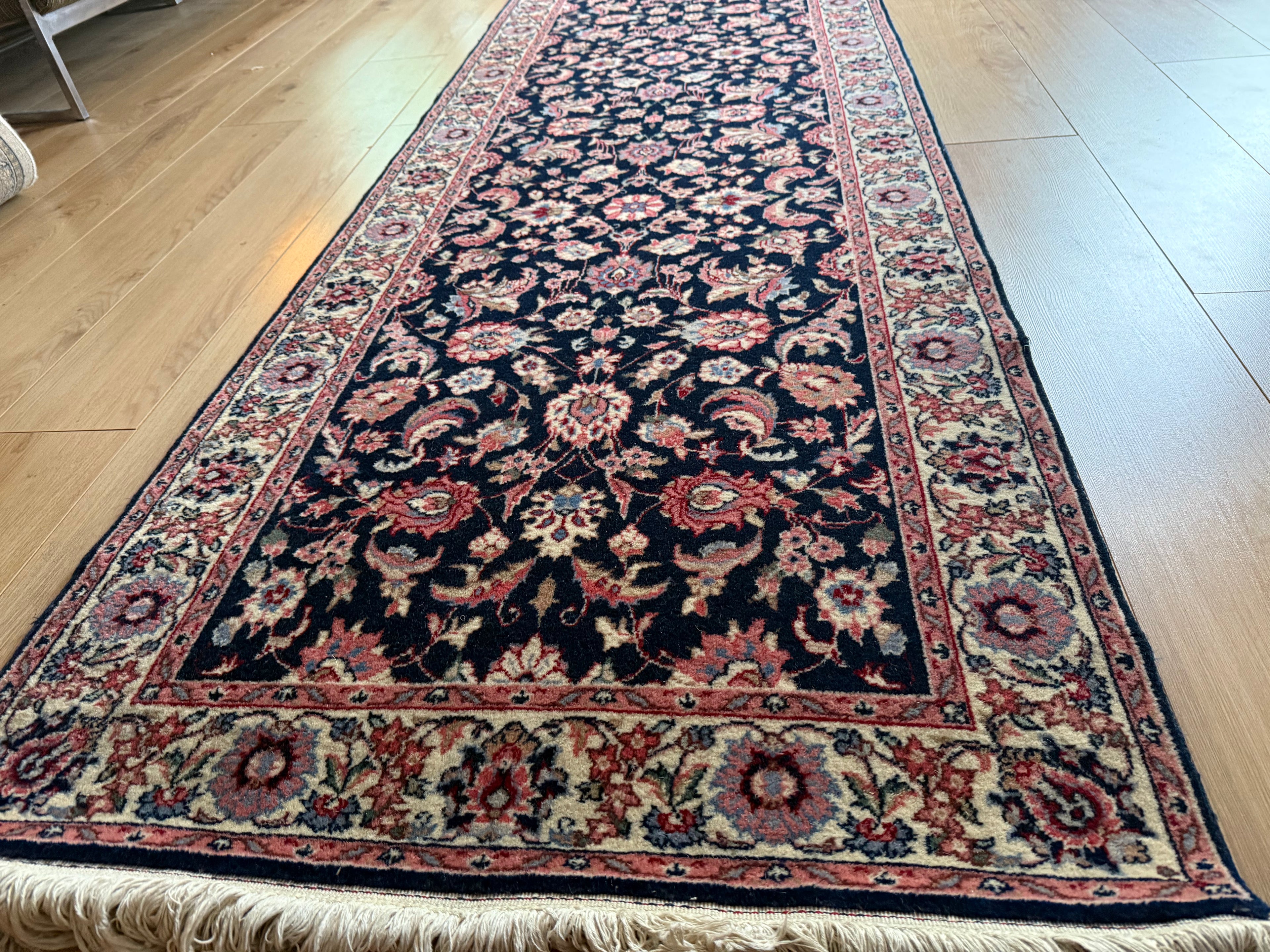 Handgeknoopte vintage loper – ca. 360 × 90 cm