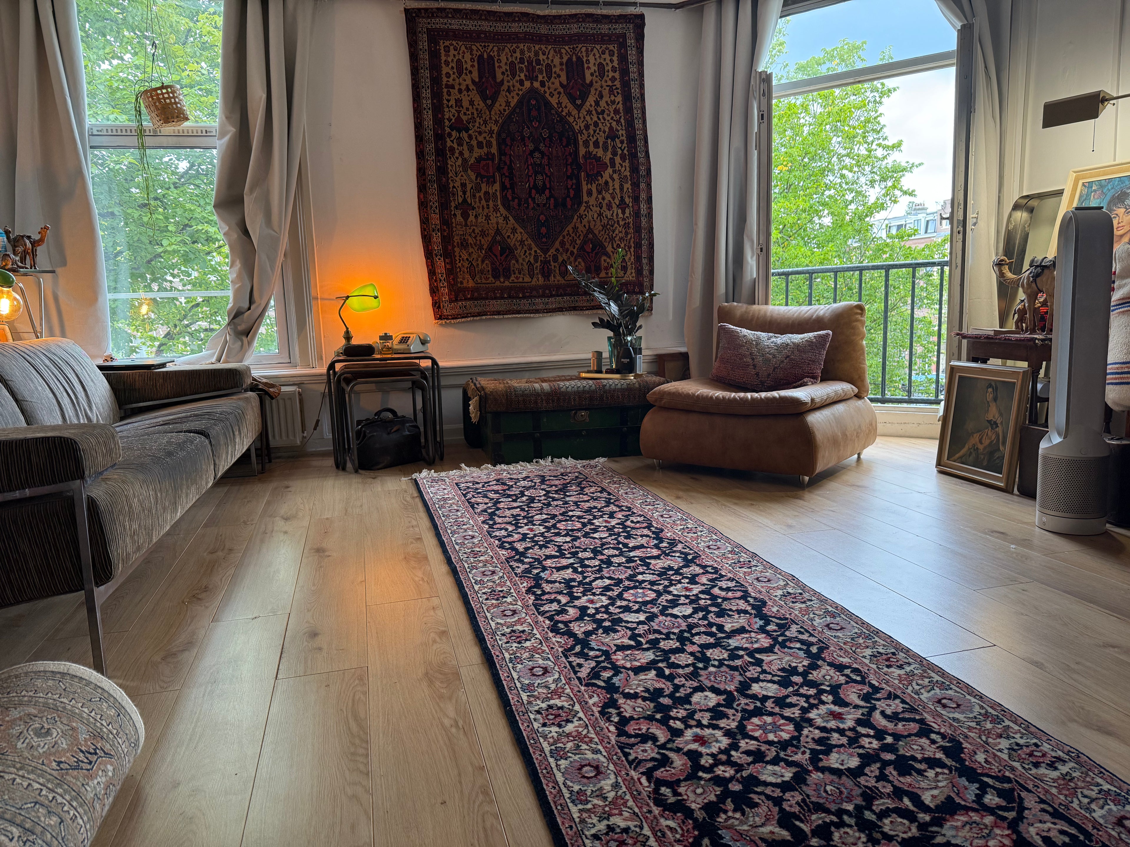 Handgeknoopte vintage loper – ca. 360 × 90 cm