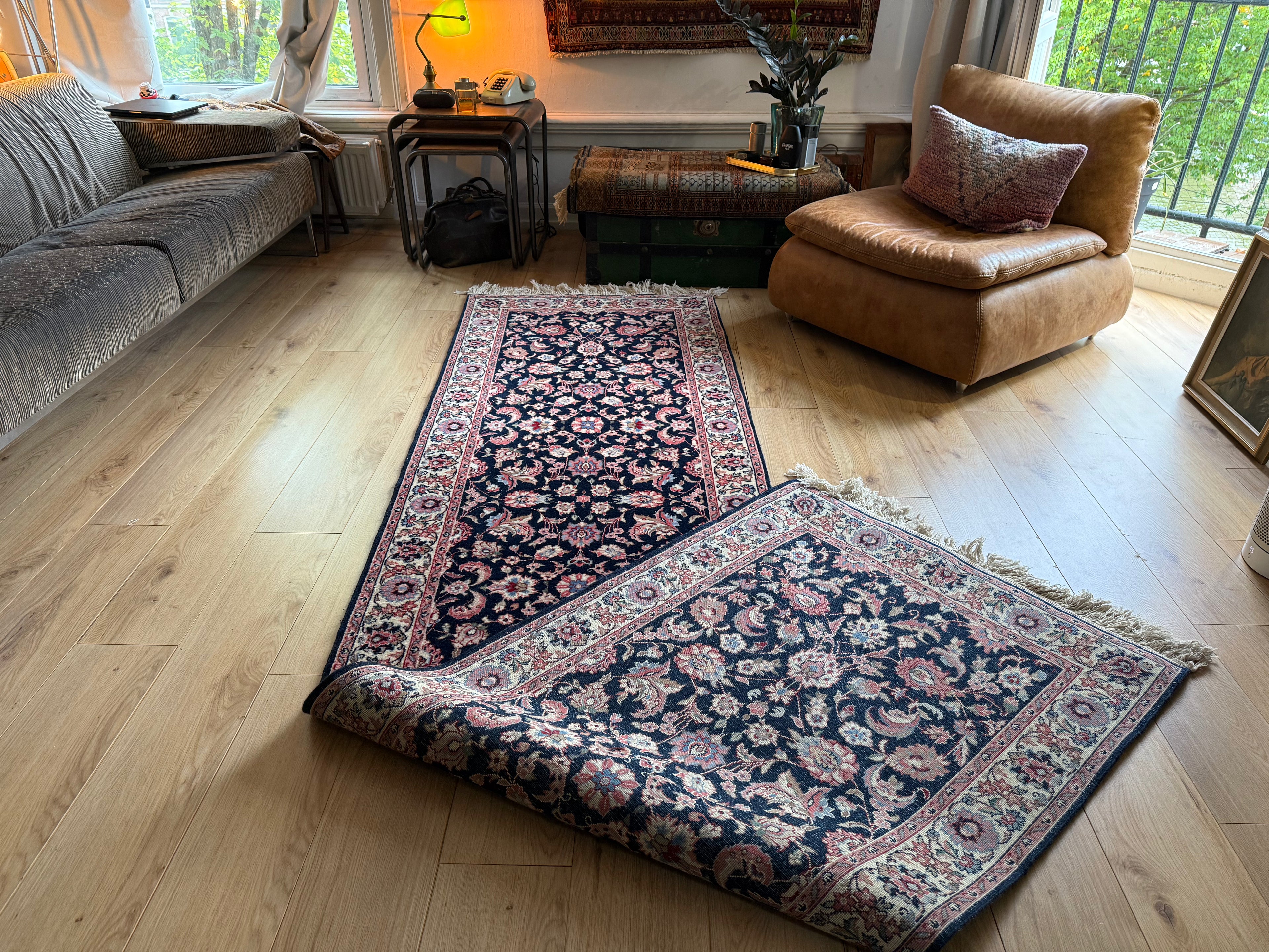 Handgeknoopte vintage loper – ca. 360 × 90 cm