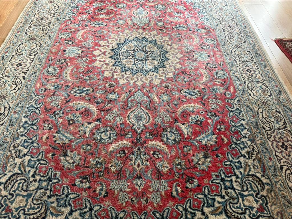 Vintage handgeknoopt oosters Tapijt Kashan stijl 200 x 300