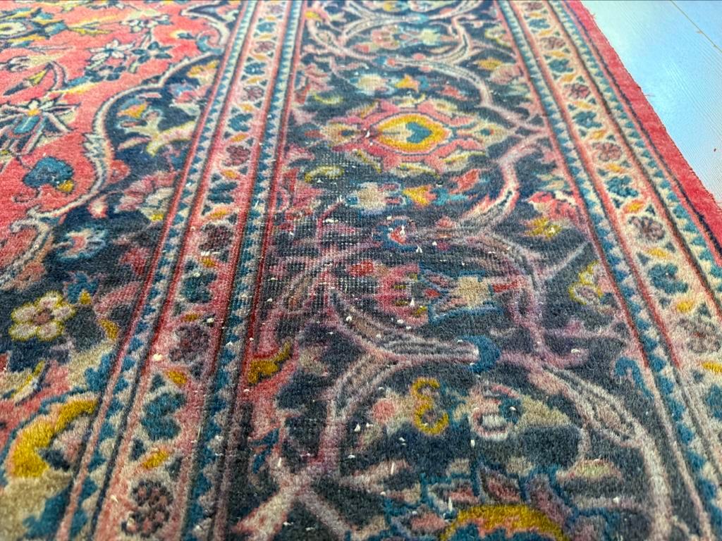 Handgeknoopt sleets vintage vloerkleed Oosterse Kashan stijl 195 x 300 cm